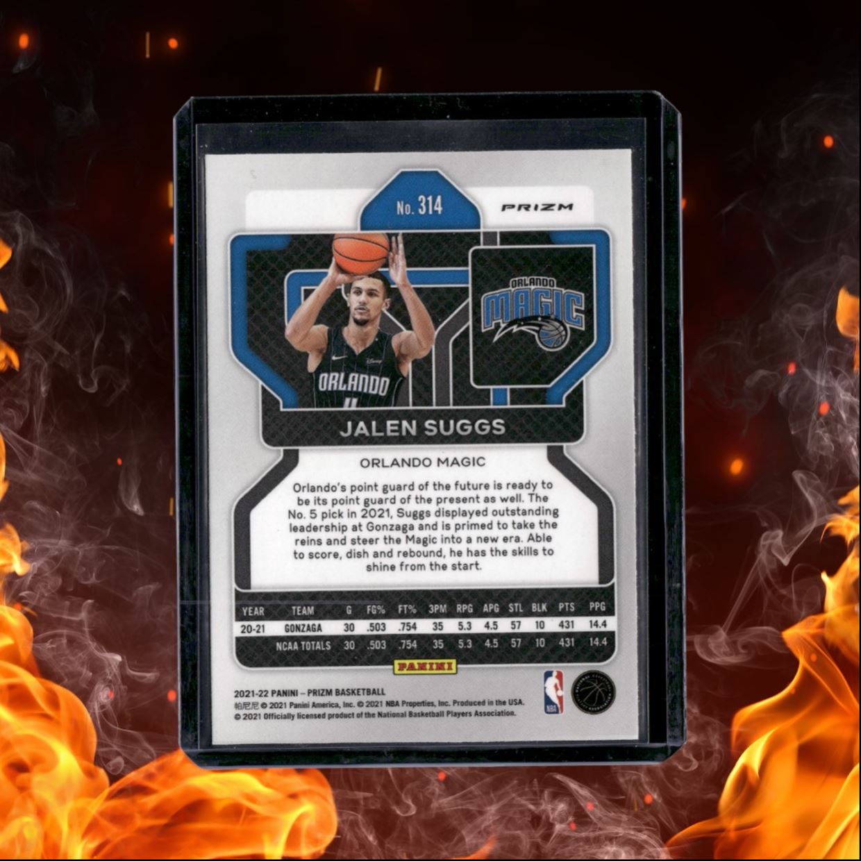 2021-22 Panini Prizm Jalen Suggs Orange Cracked Ice Prizm Rookie #314