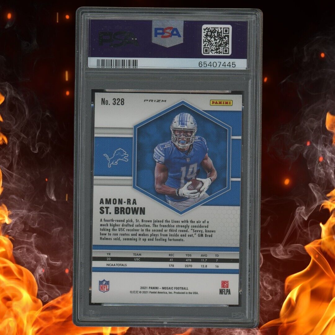 2021 Panini Mosaic AMON-RA ST. BROWN Rookie Red Green Choice Prizm PSA 10 #328