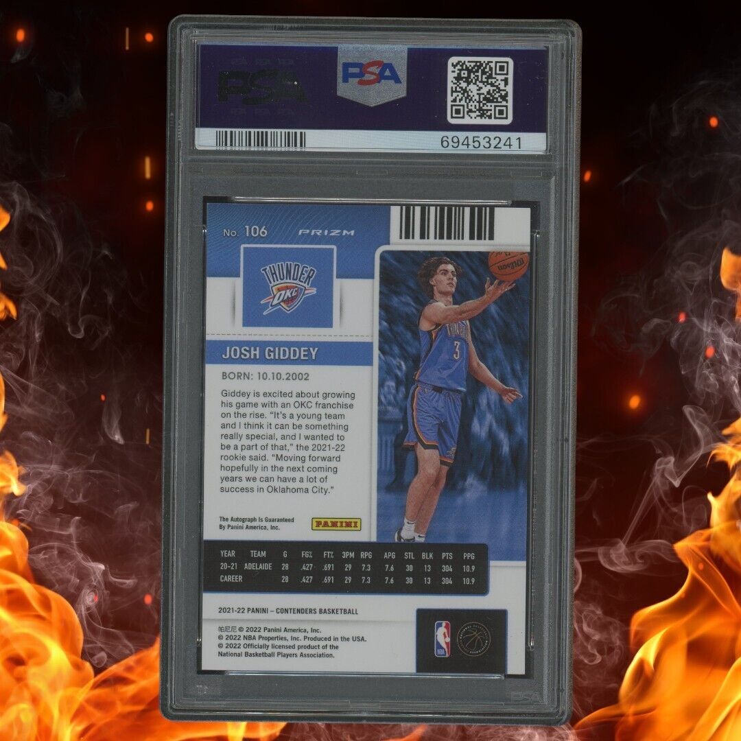 2021-22 Contenders JOSH GIDDEY Rookie Auto Premier Ed. Green Shimmer PSA 9 #106