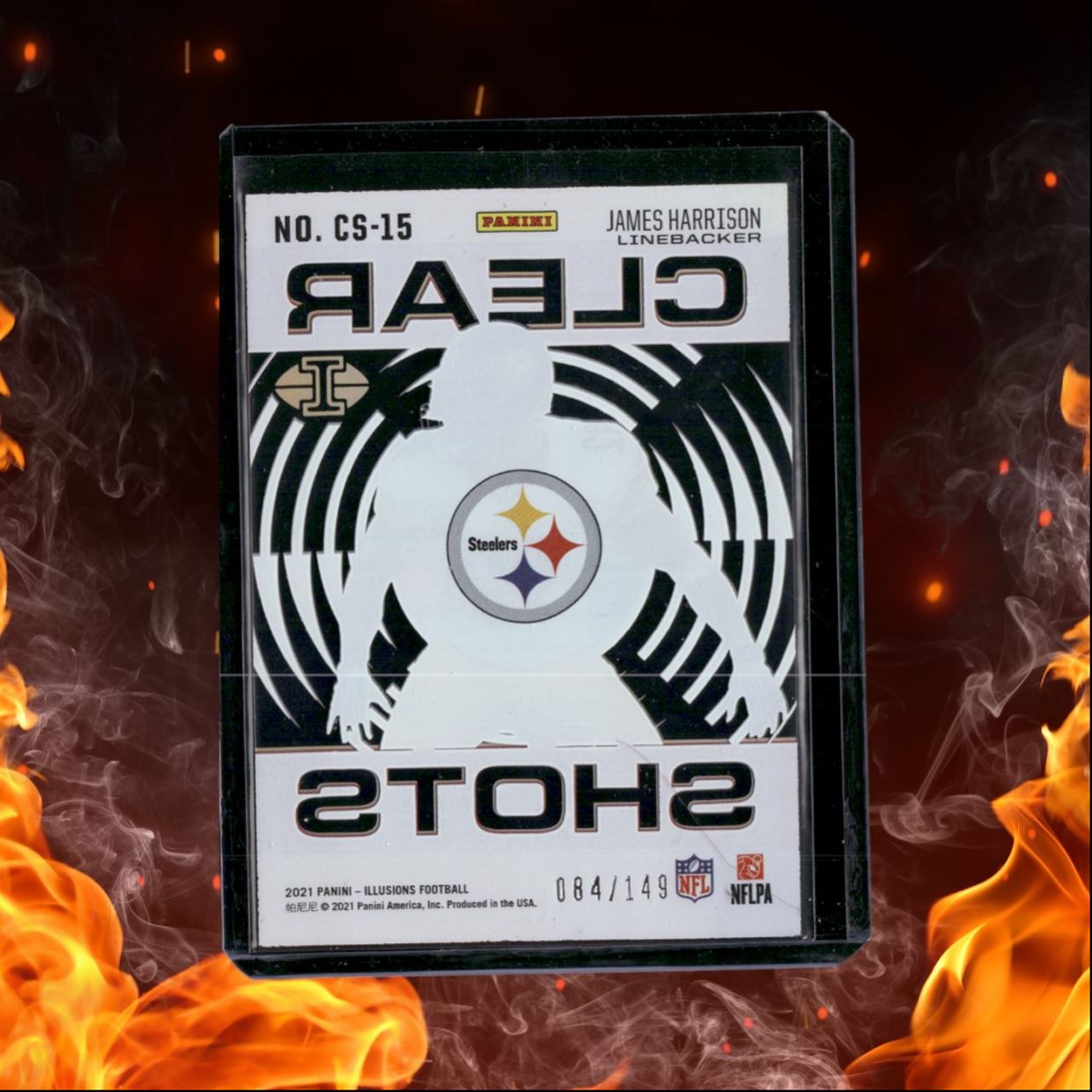 2021 Panini Illusions James Harrison Clear Shots Red 084/149 #CS-15