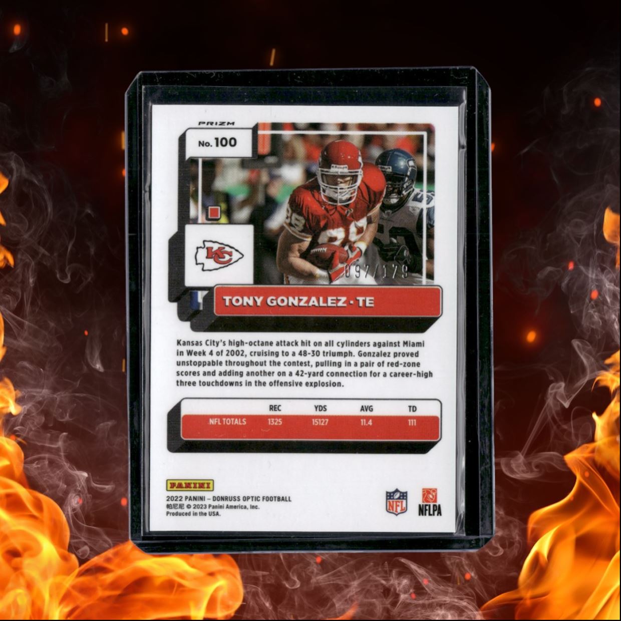 2022 Donruss Optic Tony Gonzalez Blue Prizm 097/179 #100