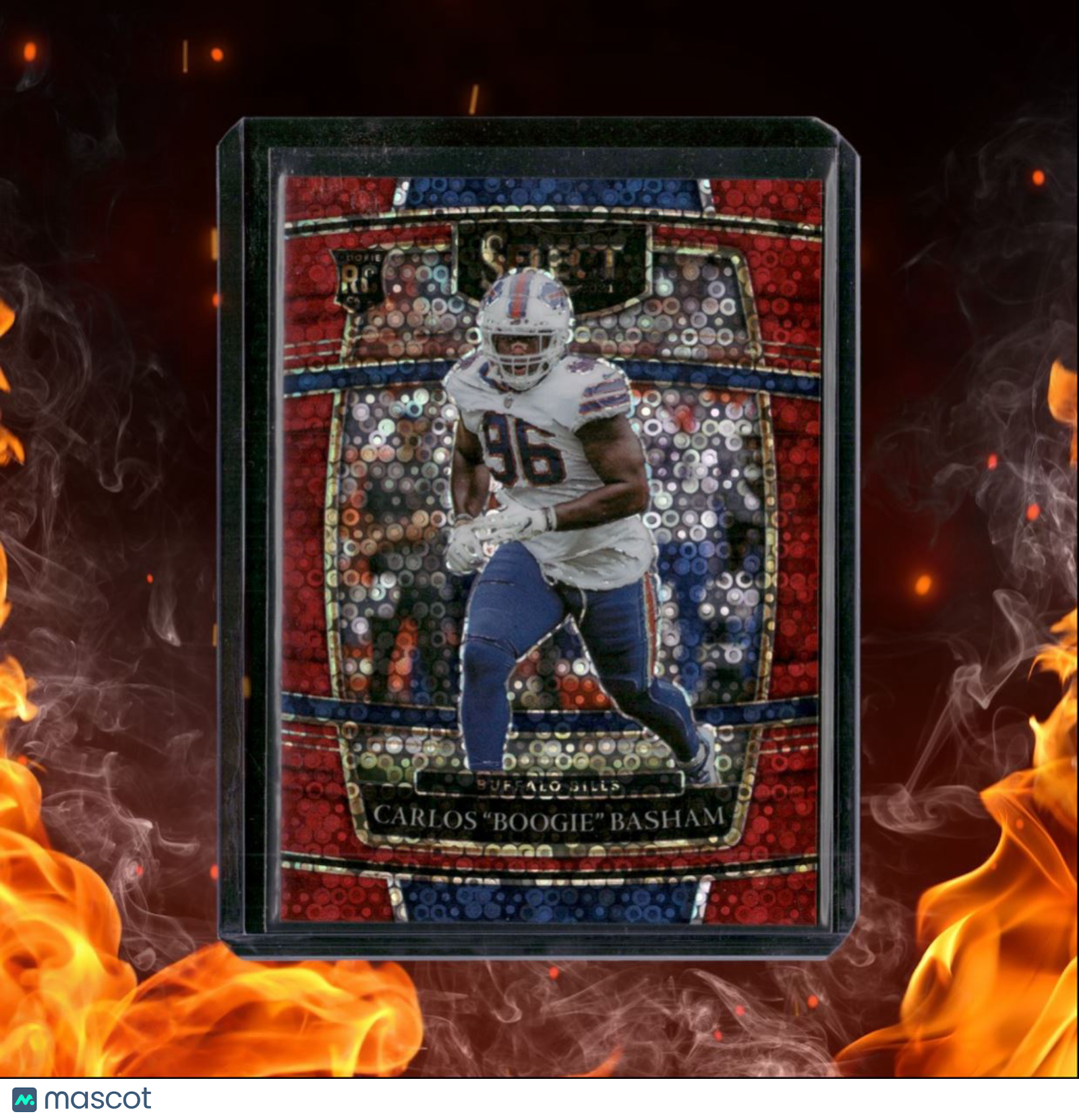 2021 Panini Select Carlos "Boogie" Basham Red No Huddle Prizm Rookie 22/49 #92