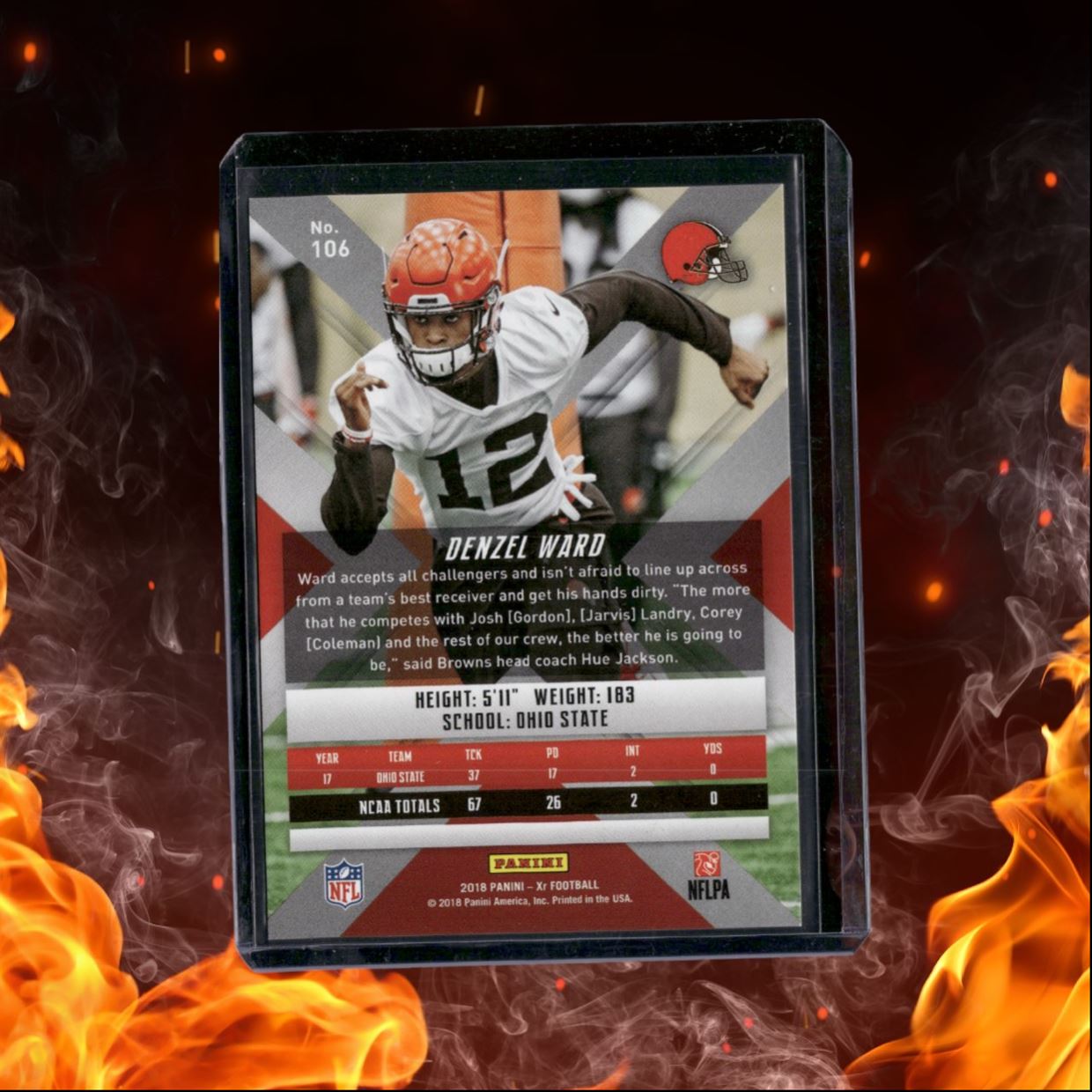 2018 Panini XR Denzel Ward Red Rookie 028/299 #106