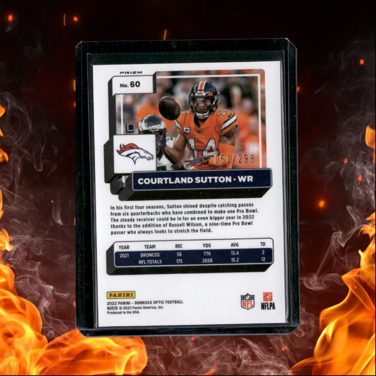 2022 Donruss Optic Courtland Sutton Aqua Blue Prizm 051/299 #60