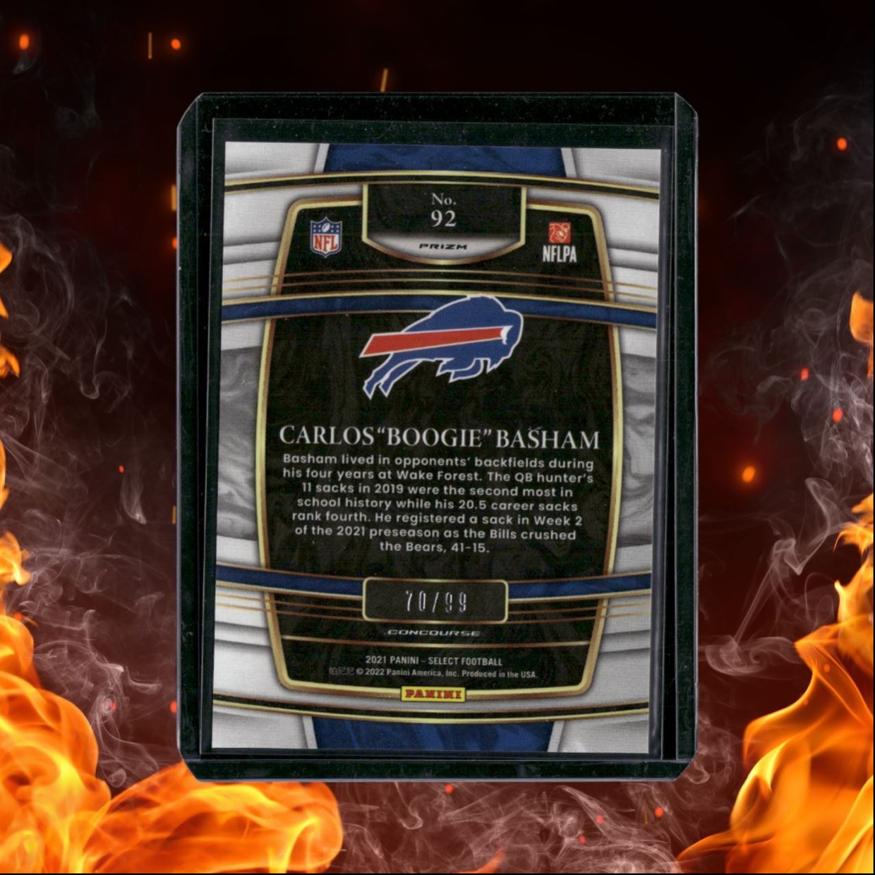 2021 Panini Select Carlos "Boogie" Basham Red Prizm Rookie 70/99 #92