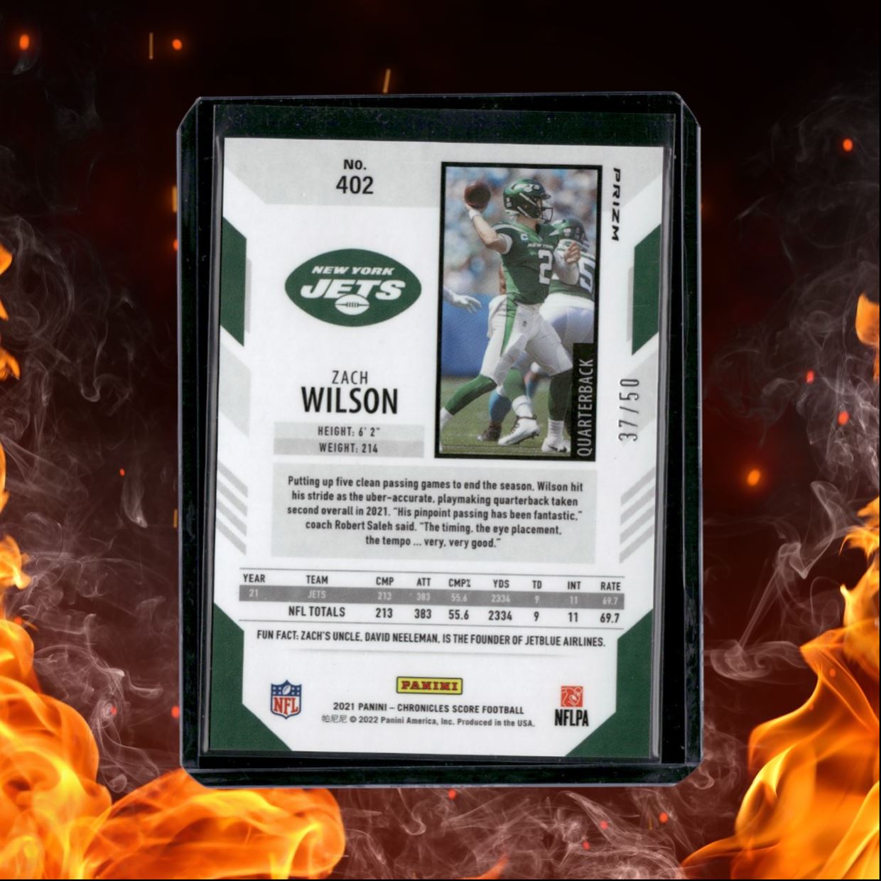 2021 Panini Chronicles Zach Wilson Score Gold Zone Rookie 37/50 #402