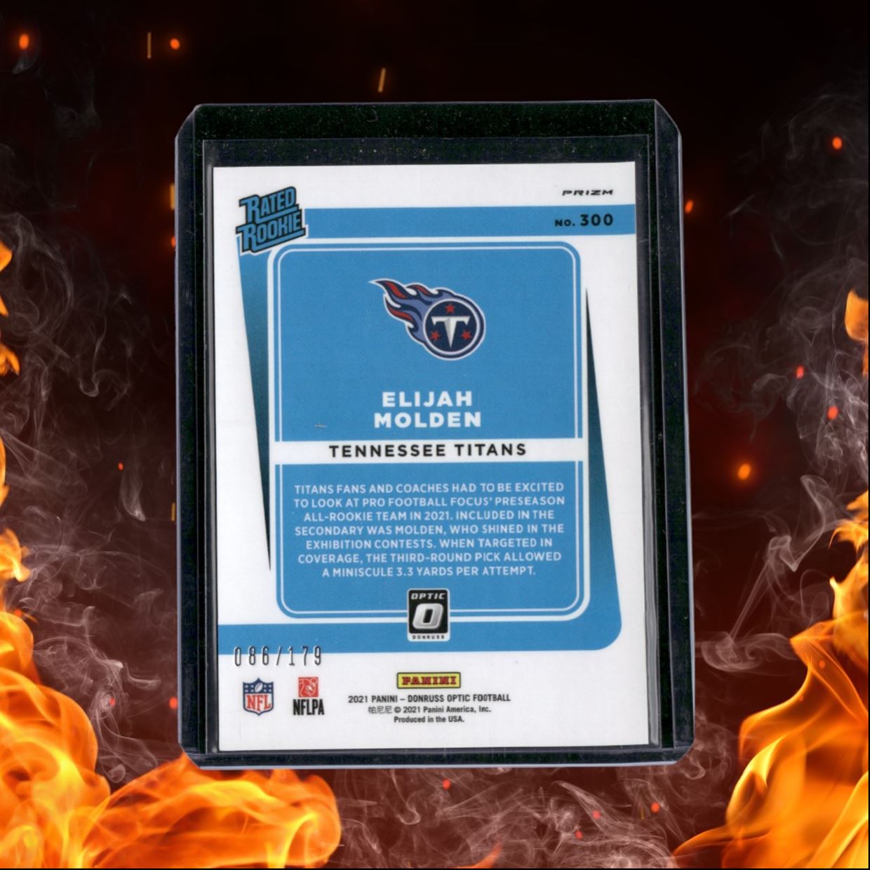 2021 Donruss Optic Elijah Molden Blue Holo Rated Rookie 086/179 #300