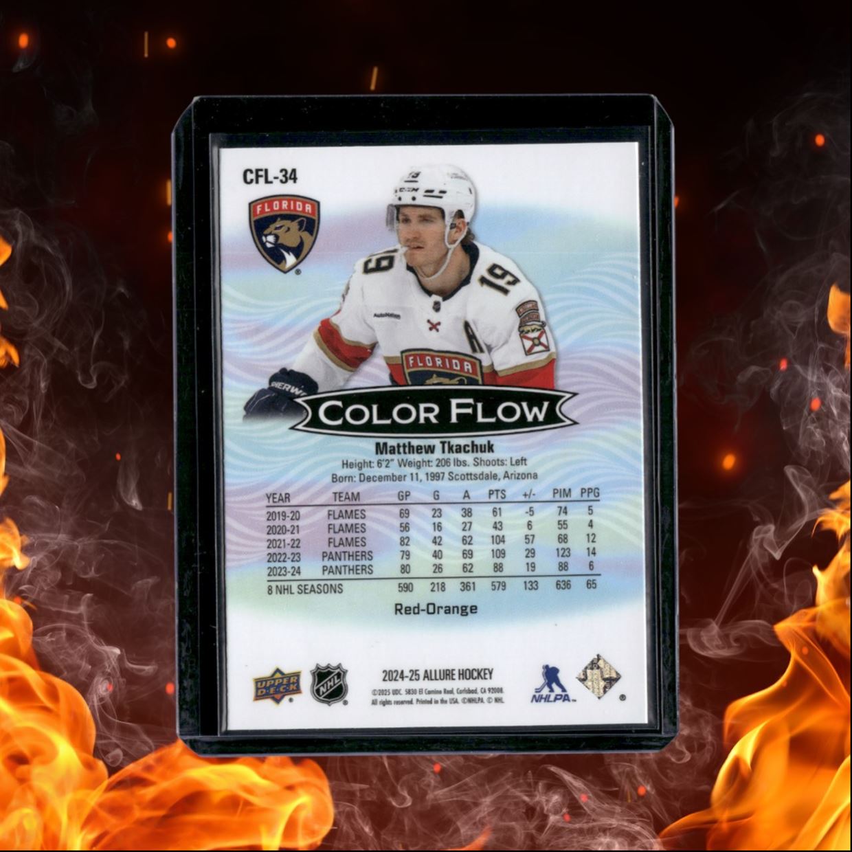 2024-25 Upper Deck Allure Matthew Tkachuk Color Flow Orange Yellow (B) #CFL-34