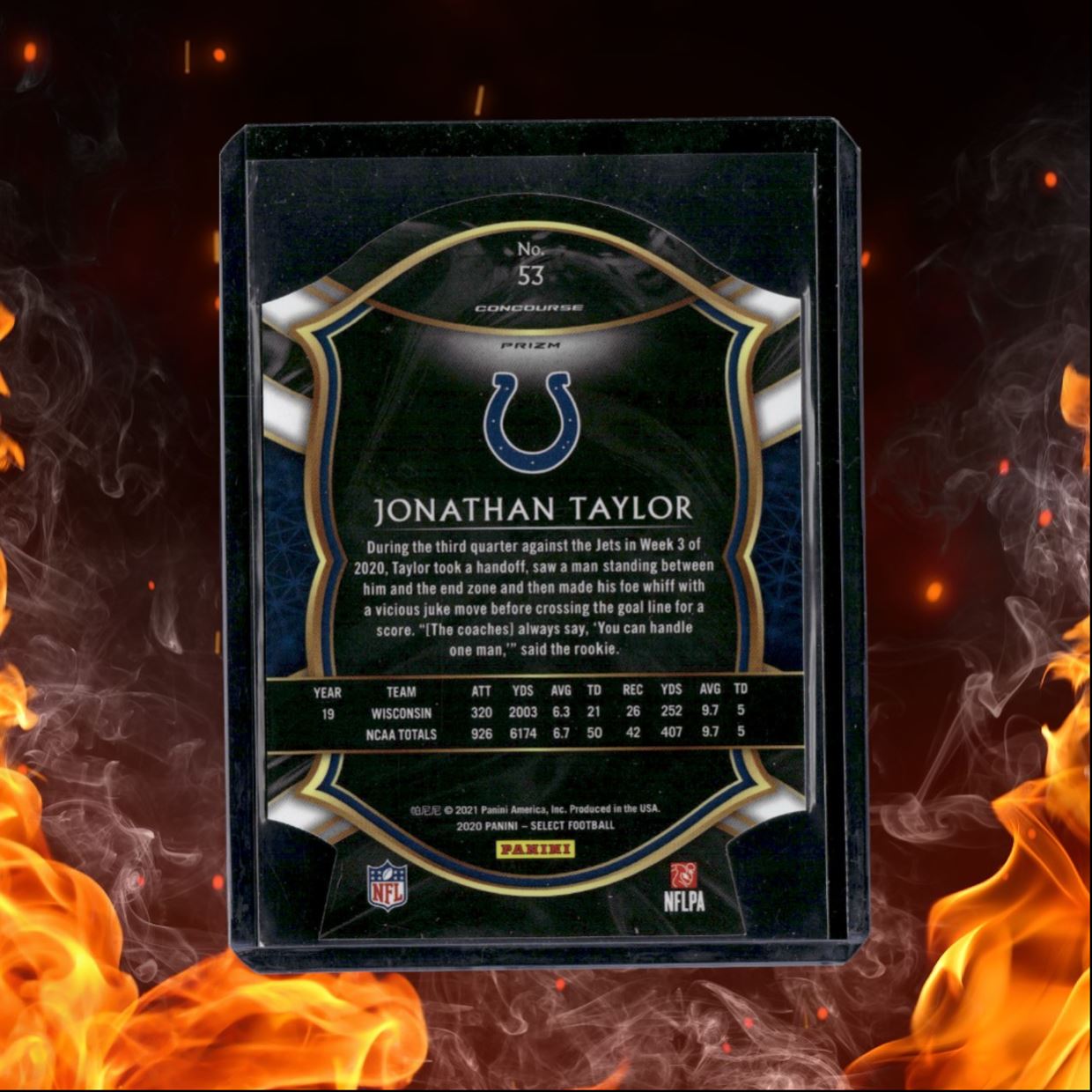 2020 Panini Select Jonathan Taylor Black Red Die-Cut Prizm Rookie #53