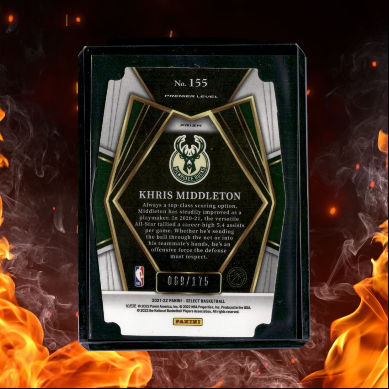 2021-22 Panini Select Khris Middleton Die-Cut Maroon Prizm 069/175 #155