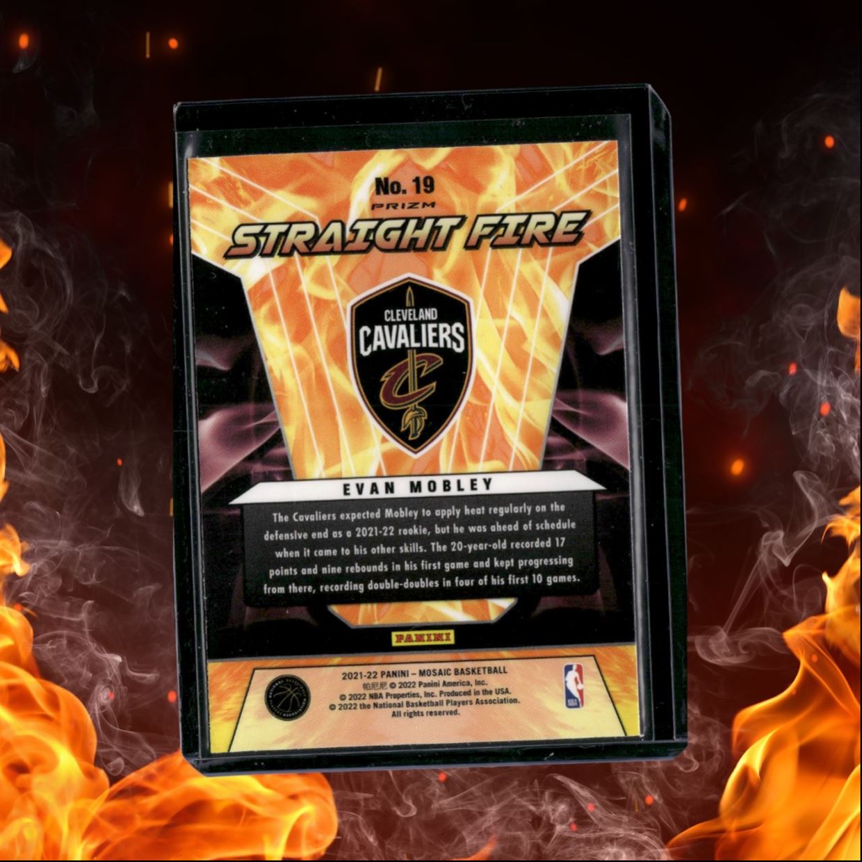 2022-23 Panini Mosaic Evan Mobley Straight Fire Mosaic Prizm Rookie #19