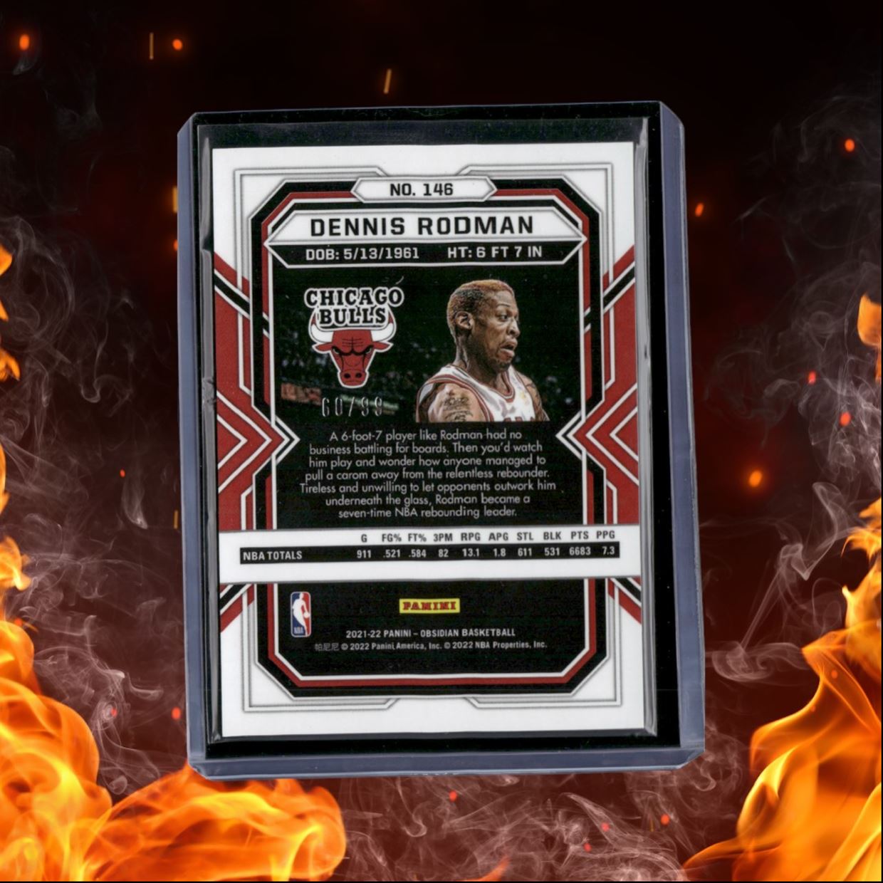 2021-22 Panini Obsidian Dennis Rodman Electric Etch Purple 60/99 #146
