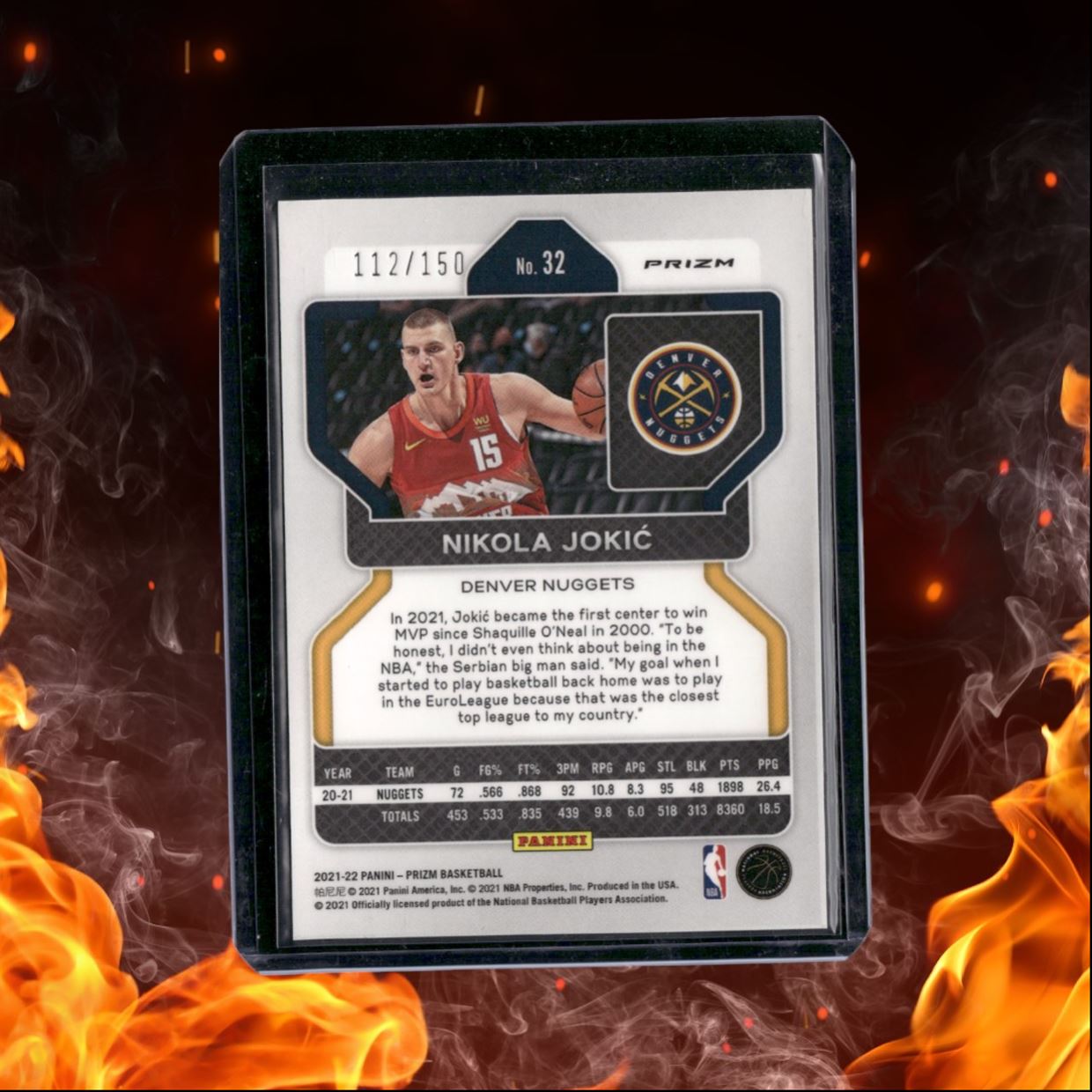 2021-22 Panini Prizm Nikola Jokic Blue Fast Break Prizm 112/150 #32
