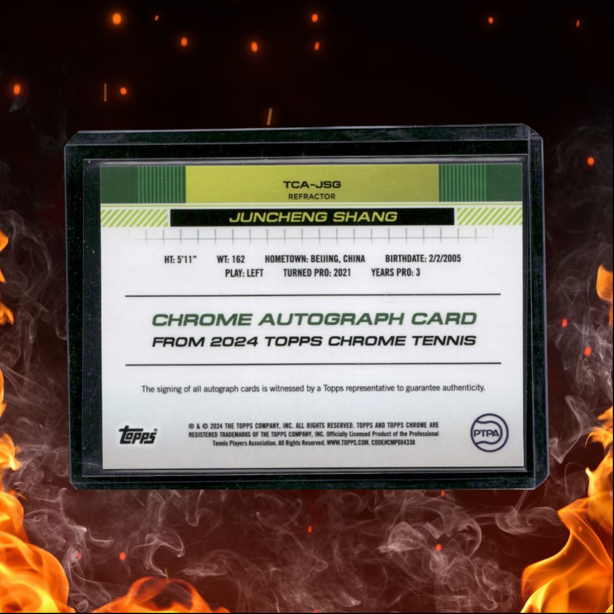 2024 Topps Chrome Tennis Juncheng Shang Refractor Rookie Auto 430/499 #TCA-JSG
