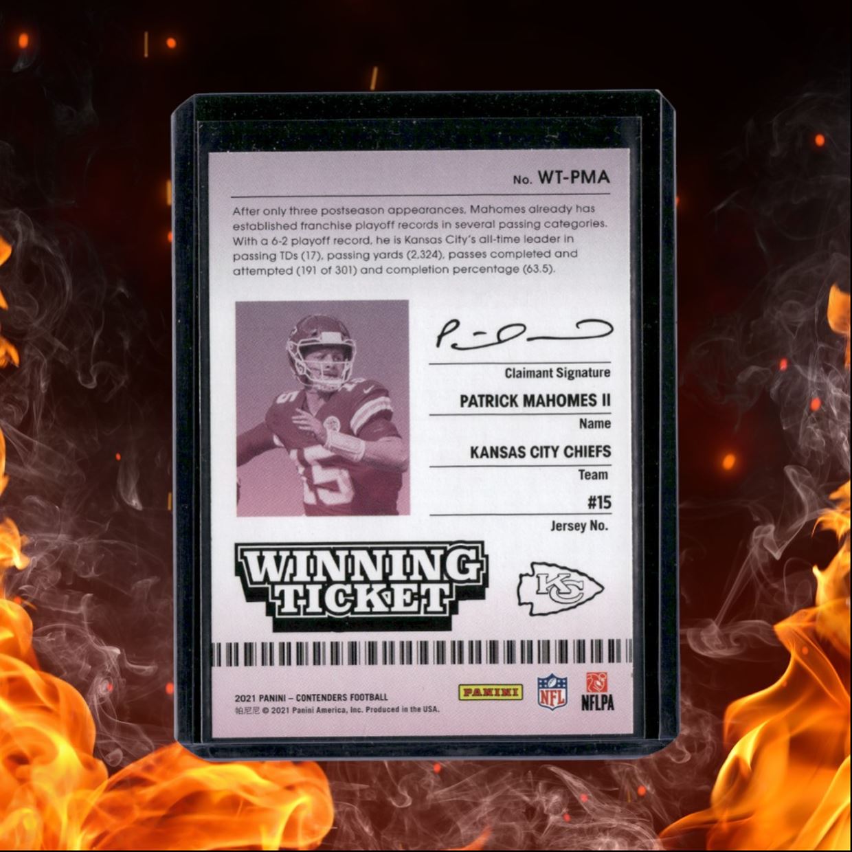 2021 Panini Contenders Patrick Mahomes II Winning Ticket #WT-PMA