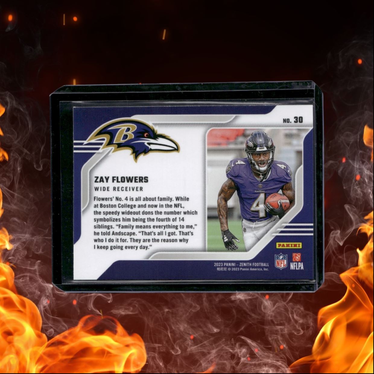 2023 Panini Zenith Zay Flowers Behind the Numbers Red Mosaic #30