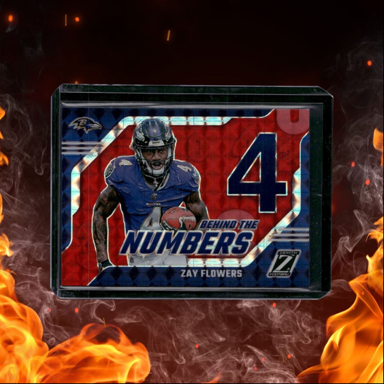 2023 Panini Zenith Zay Flowers Behind the Numbers Red Mosaic #30