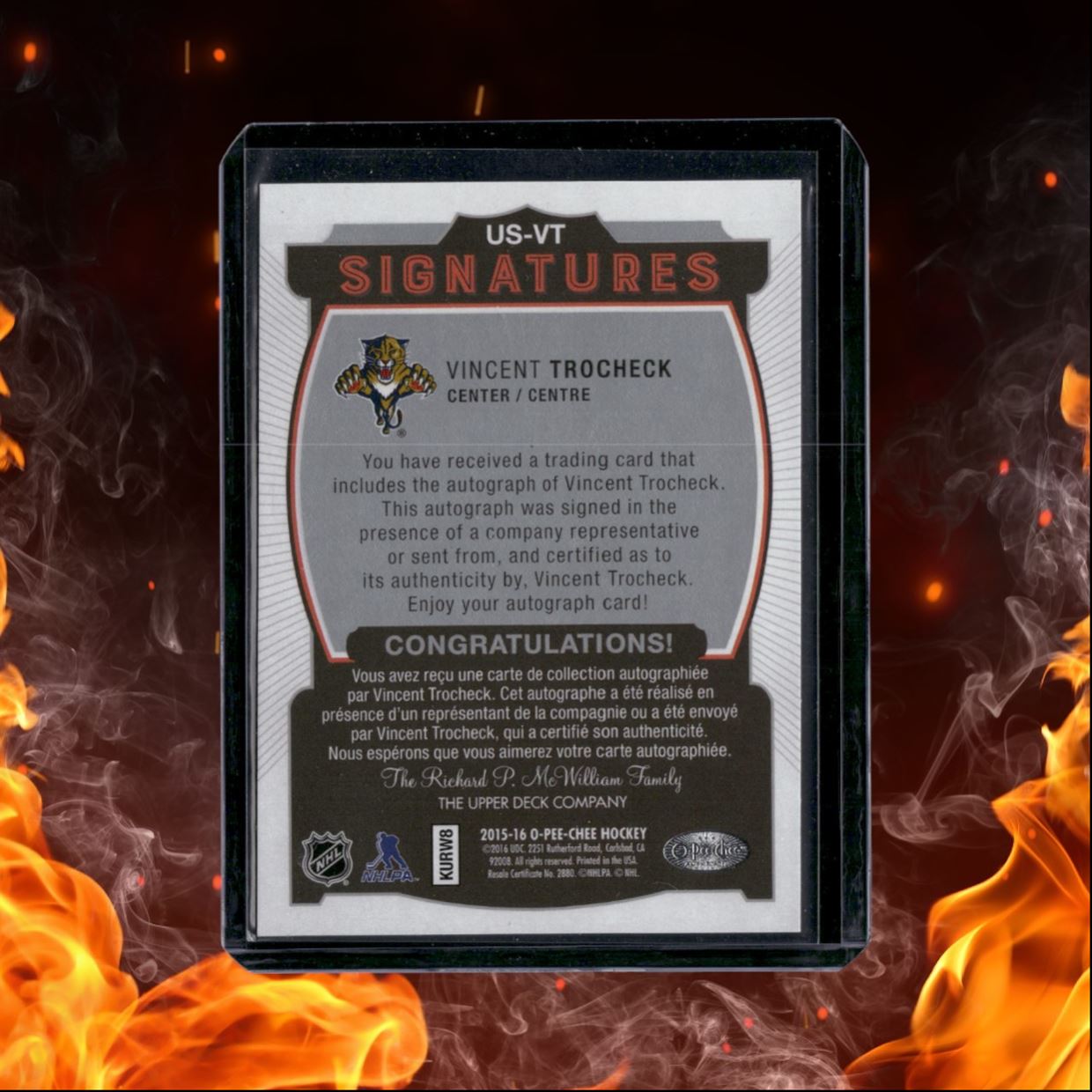 2015-16 O-Pee-Chee Vincent Trocheck Signatures Auto #US-VT