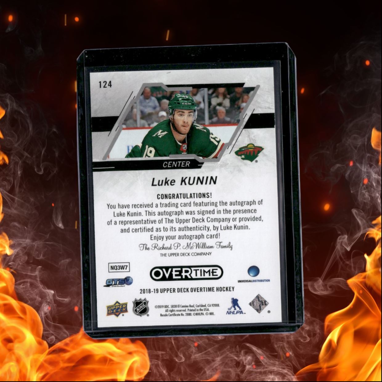 2018-19 Upper Deck Overtime Luke Kunin Gold Foil Auto #124