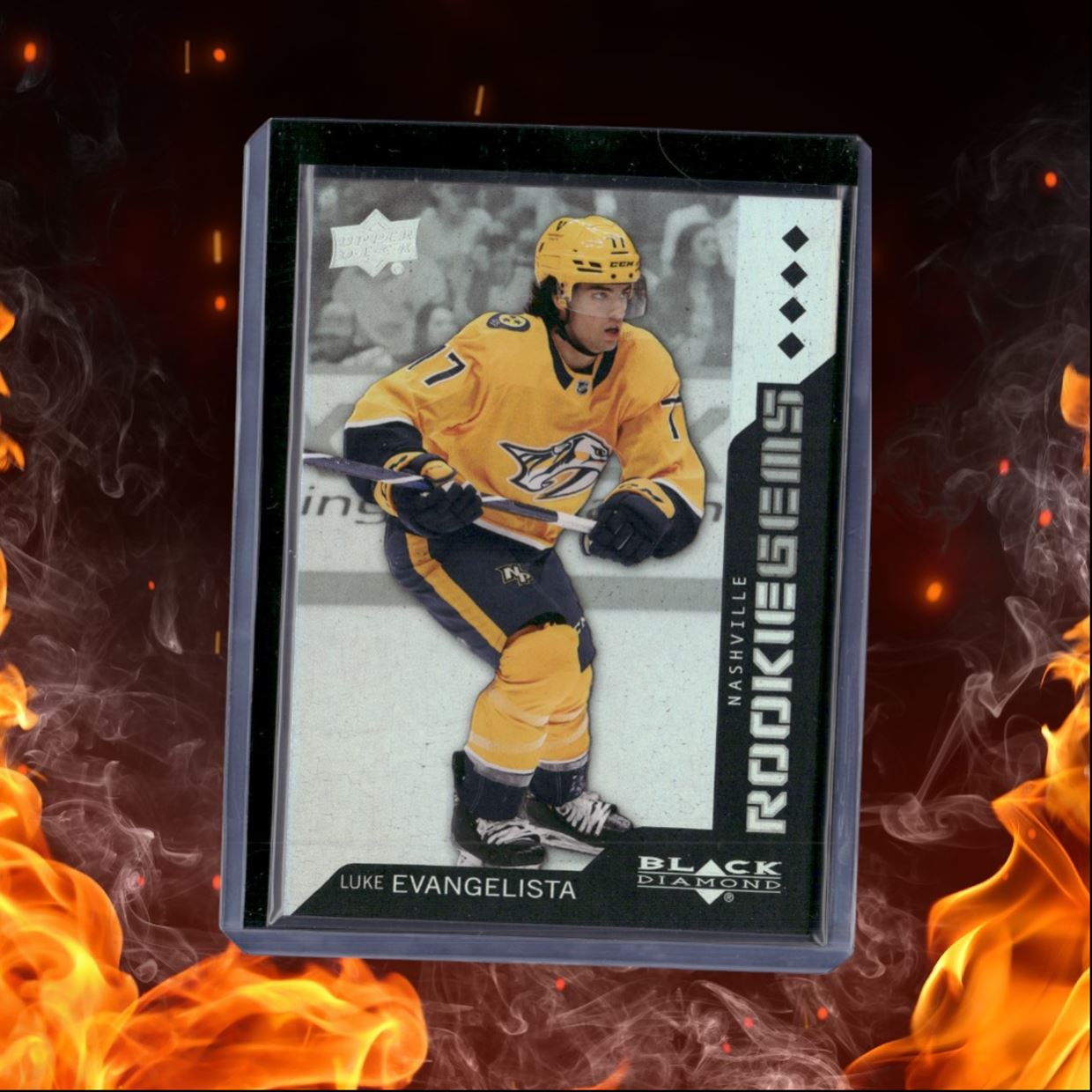 2023-24 Upper Deck Black Diamond Luke Evangelista Retro Quad Diamond CDD Rookie