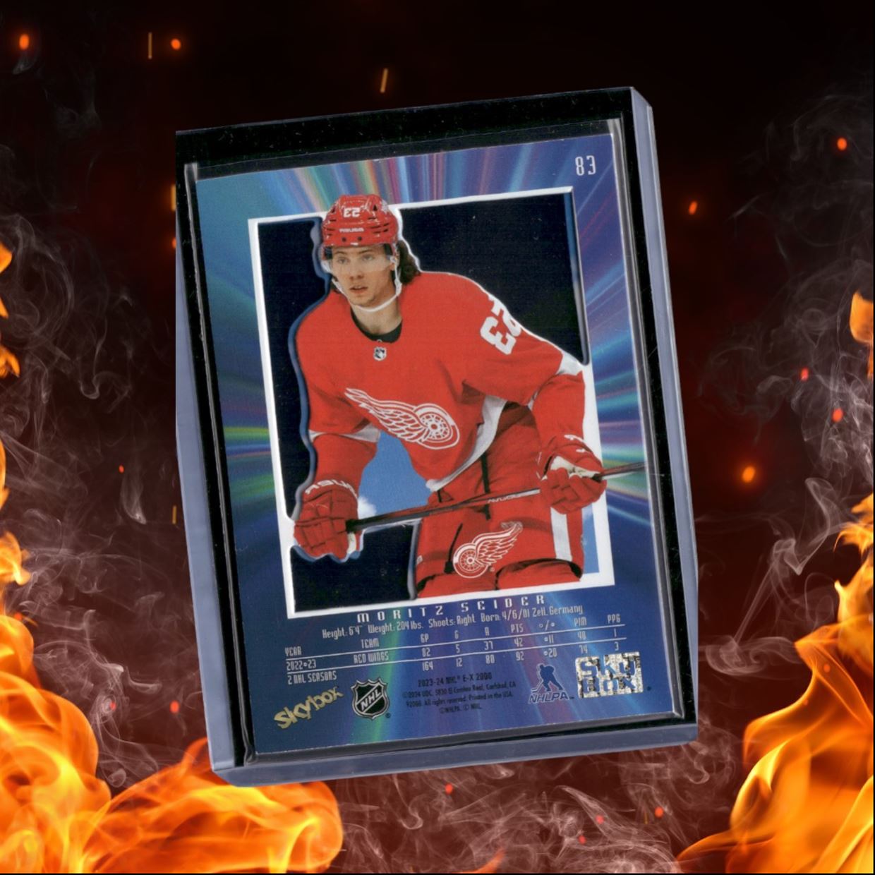 2023-24 SkyBox EX 2000 Moritz Seider Blue Credentials 114/299 #83