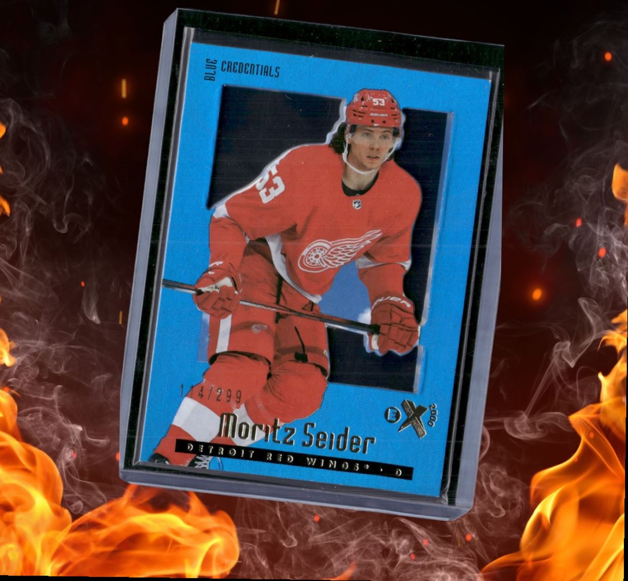 2023-24 SkyBox EX 2000 Moritz Seider Blue Credentials 114/299 #83