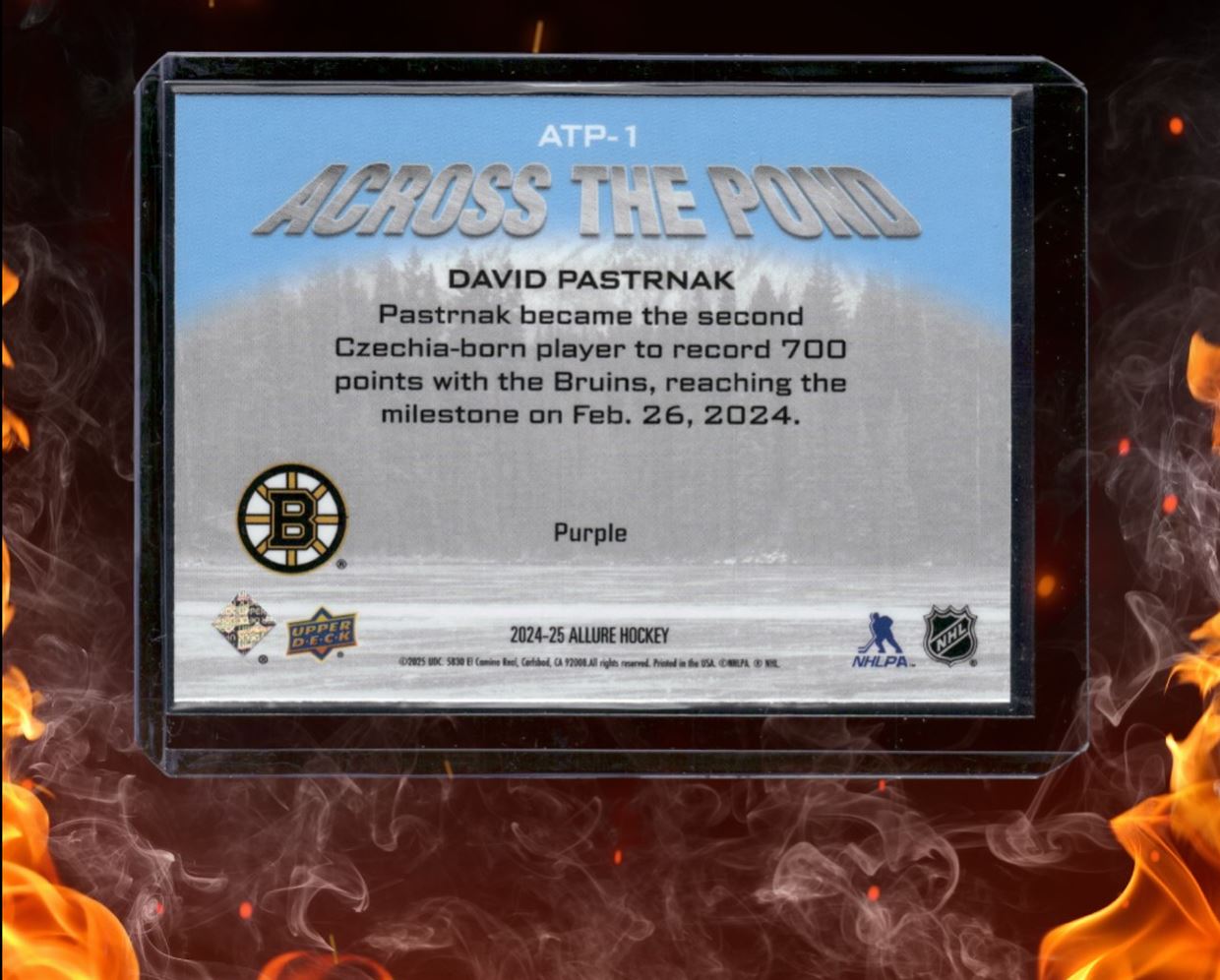 2024-25 Upper Deck Allure David Pastrnak Across the Pond Purple SP #ATP-1