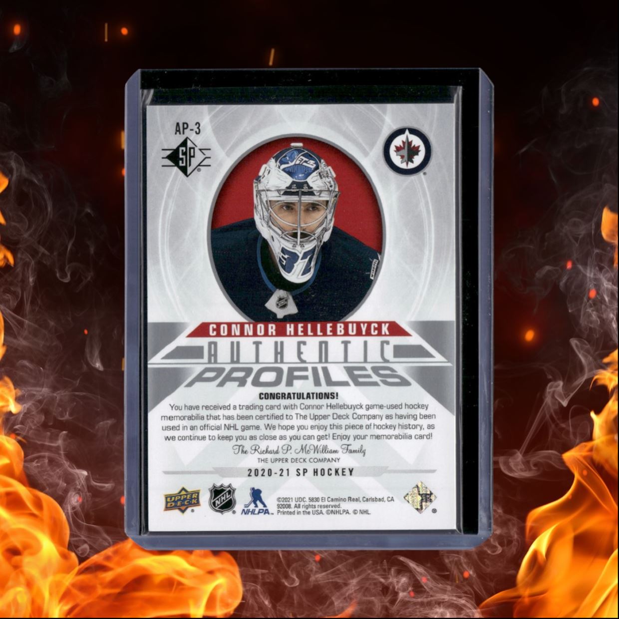 2020-21 Upper Deck SP Connor Hellebuyck Authentic Profiles Jersey #AP-3