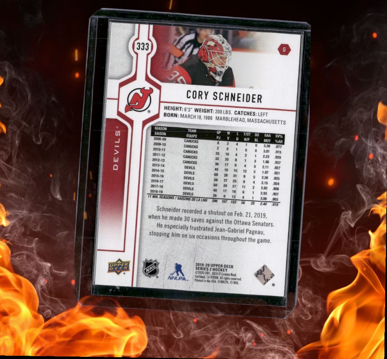 2019-20 Upper Deck Cory Schneider UD Exclusives 011/100 #333