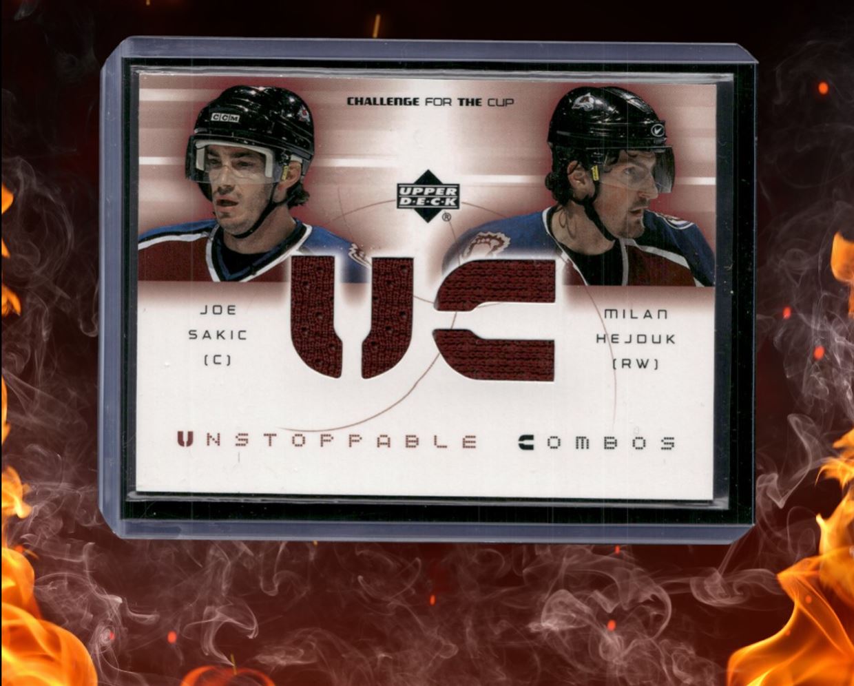 2001-02 Upper Deck Challenge For the Cup Sakic / Hejduk Dual Jersey Unstoppable