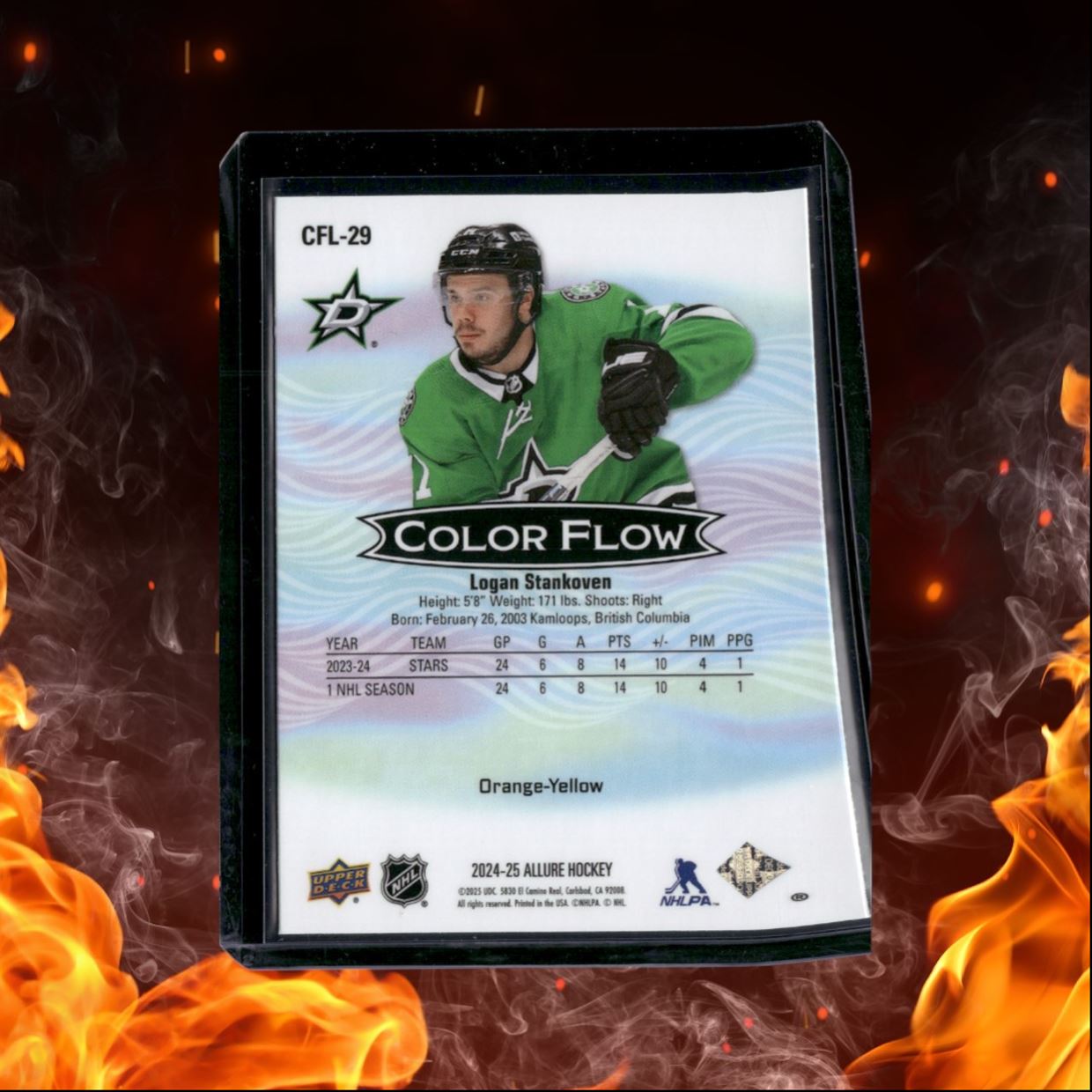 2024-25 Upper Deck Allure Logan Stankoven Color Flow Orange Yellow Rookie