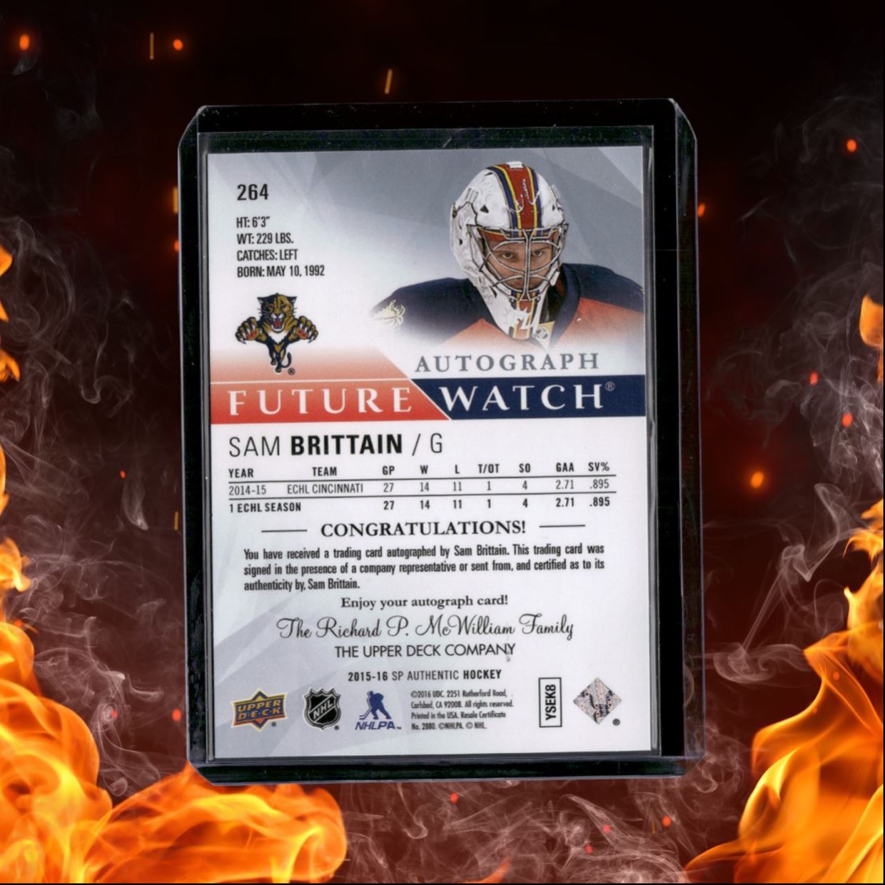 2015-16 SP Authentic Sam Brittain Future Watch Rookie Auto 767/999 #264