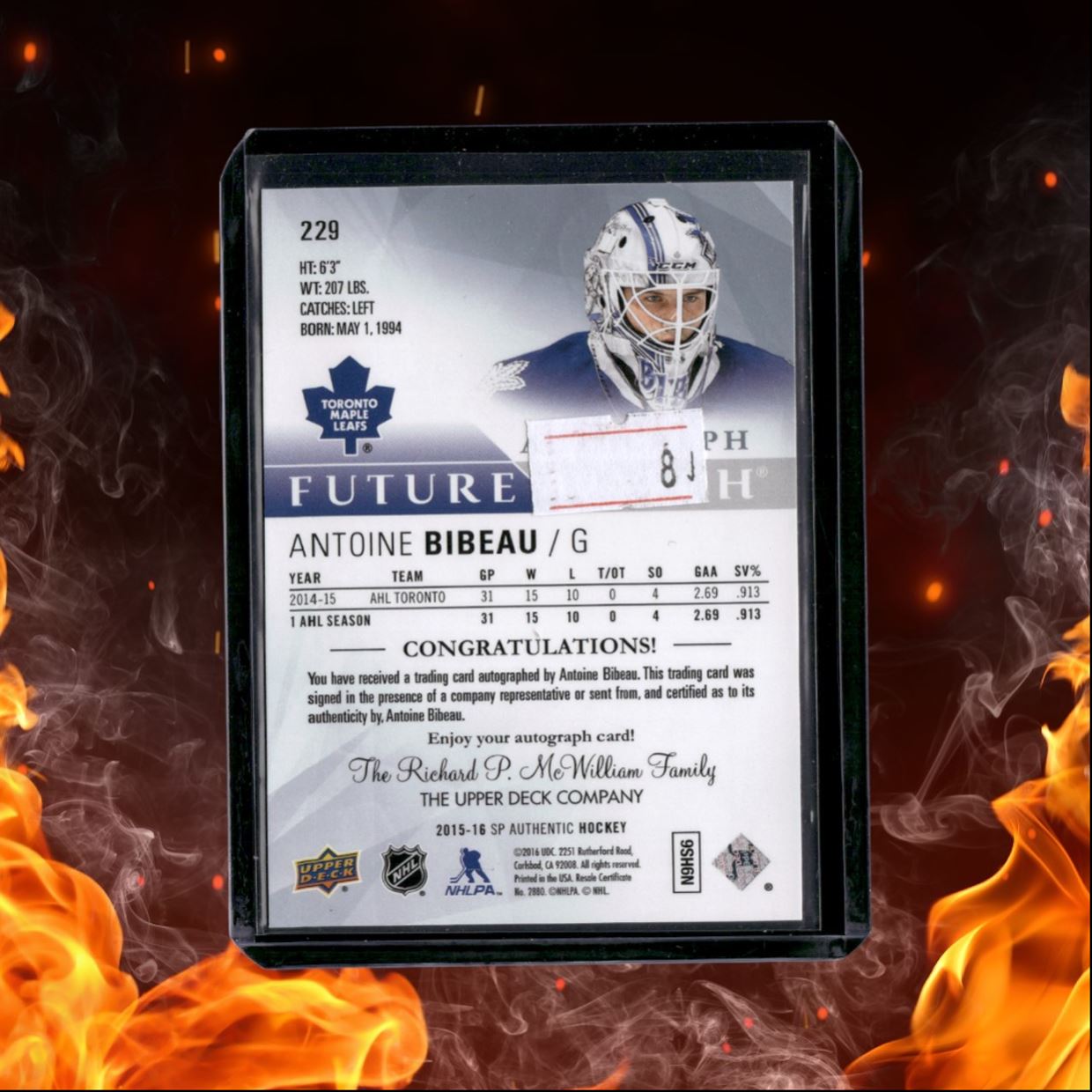 2015-16 SP Authentic Antoine Bibeau Future Watch Rookie Auto 127/999 #229