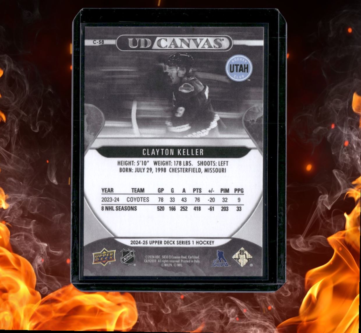 2024-25 Upper Deck Clayton Keller UD Canvas Black & White SP #C-58
