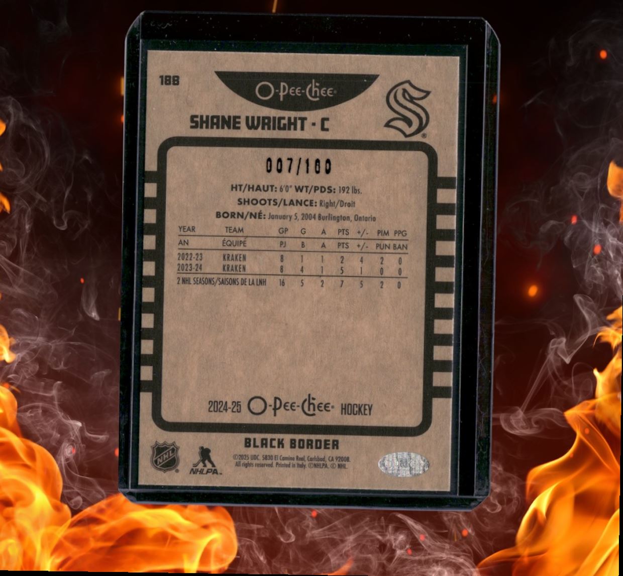 2024-25 O-Pee-Chee Shane Wright Retro Black Border 007/100 #188