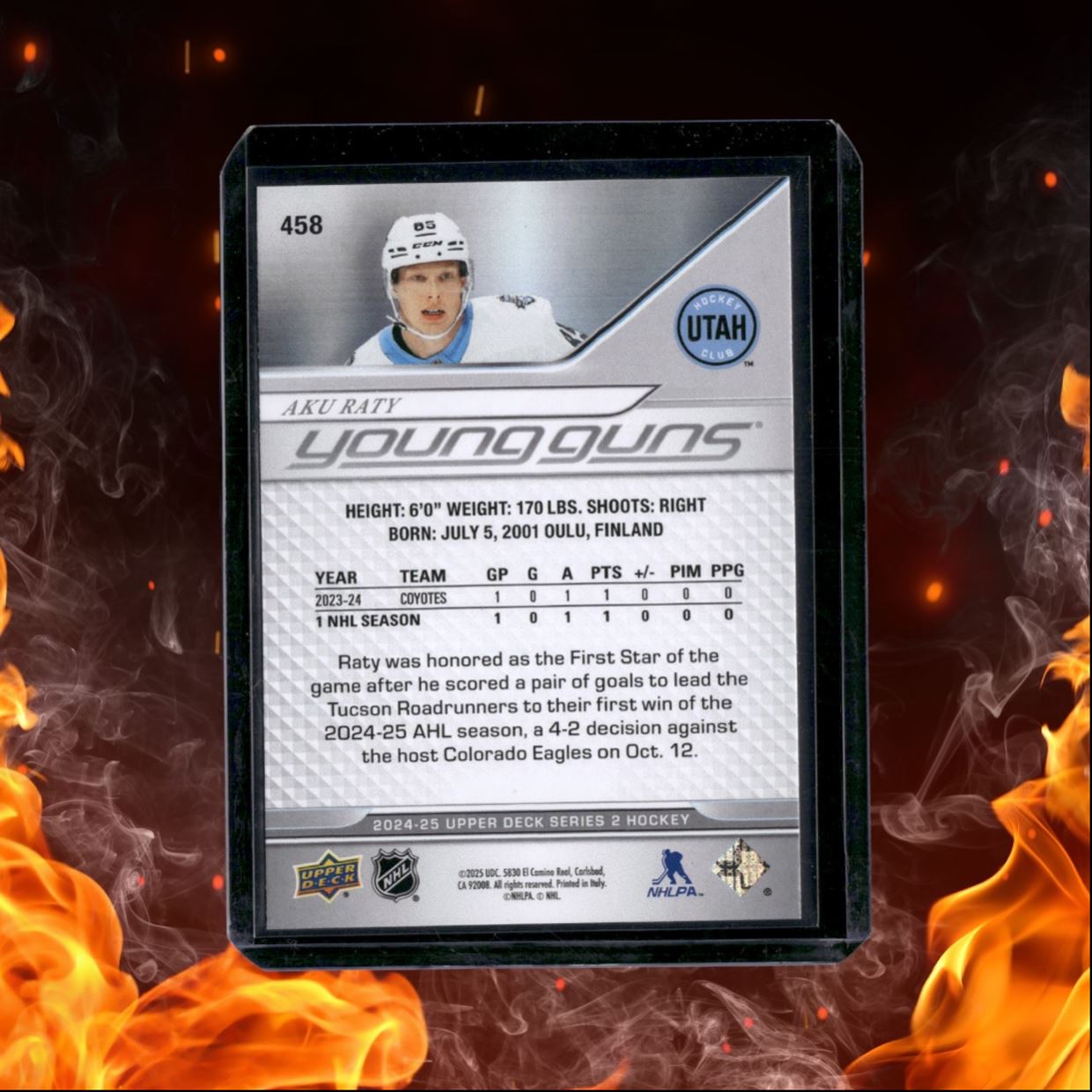 2024-25 Upper Deck Aku Raty Young Guns (F) Rookie #458