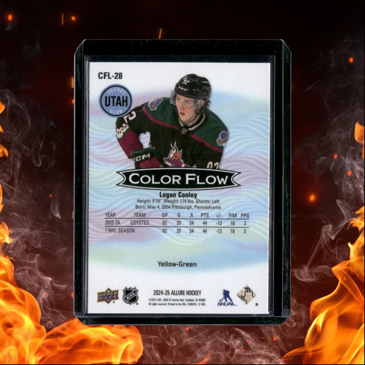 2024-25 Upper Deck Allure Logan Cooley Color Flow Yellow Green #CFL-28