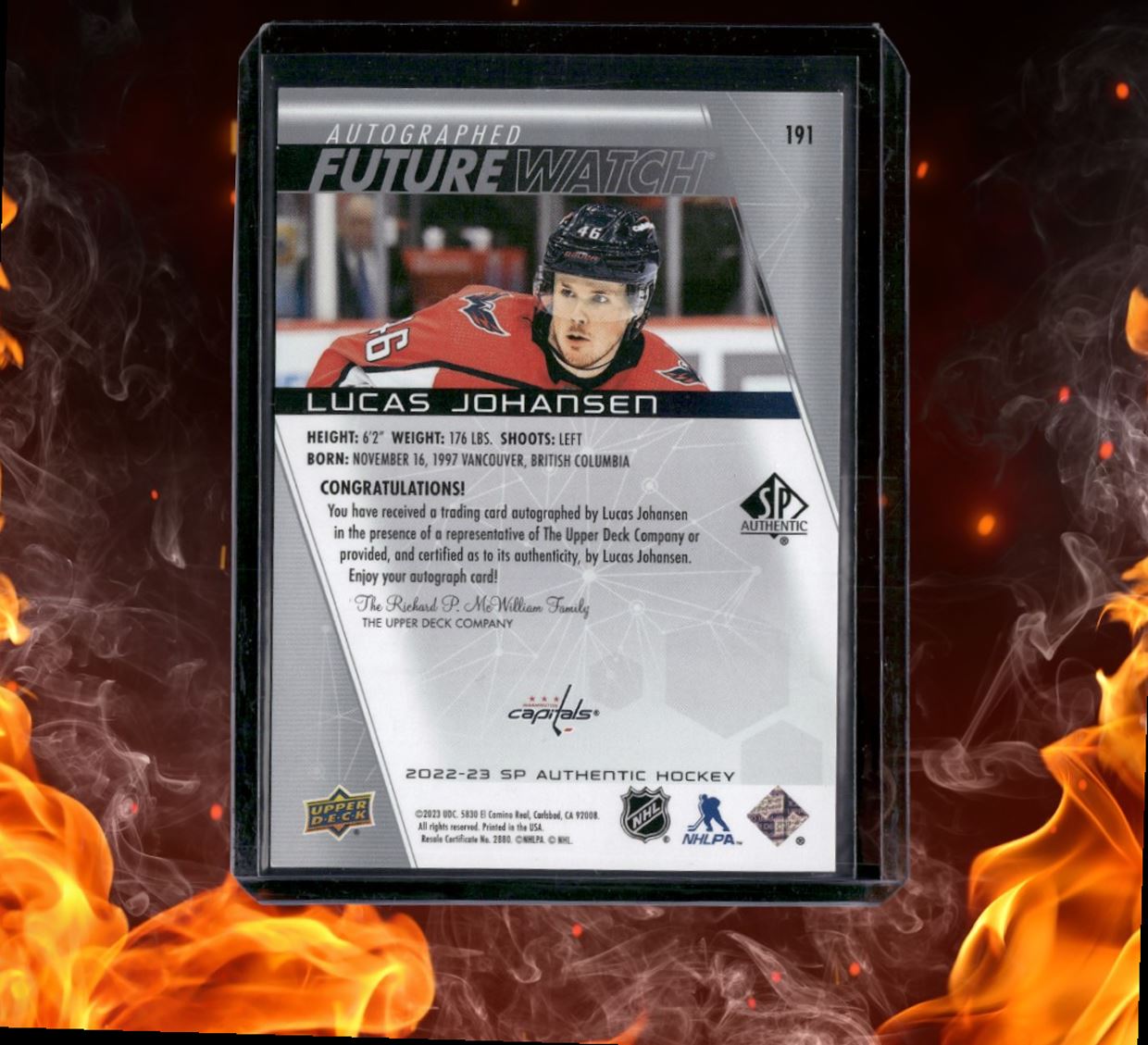 2022-23 SP Authentic Lucas Johansen Future Watch Rookie Auto 099/999 #191