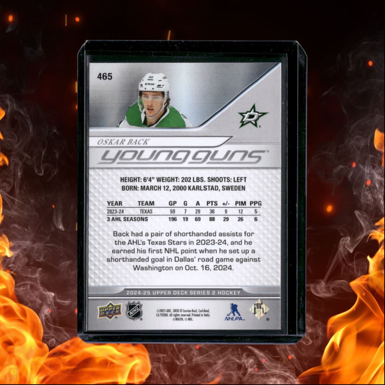 2024-25 Upper Deck Oskar Back Young Guns (C) Rookie #465