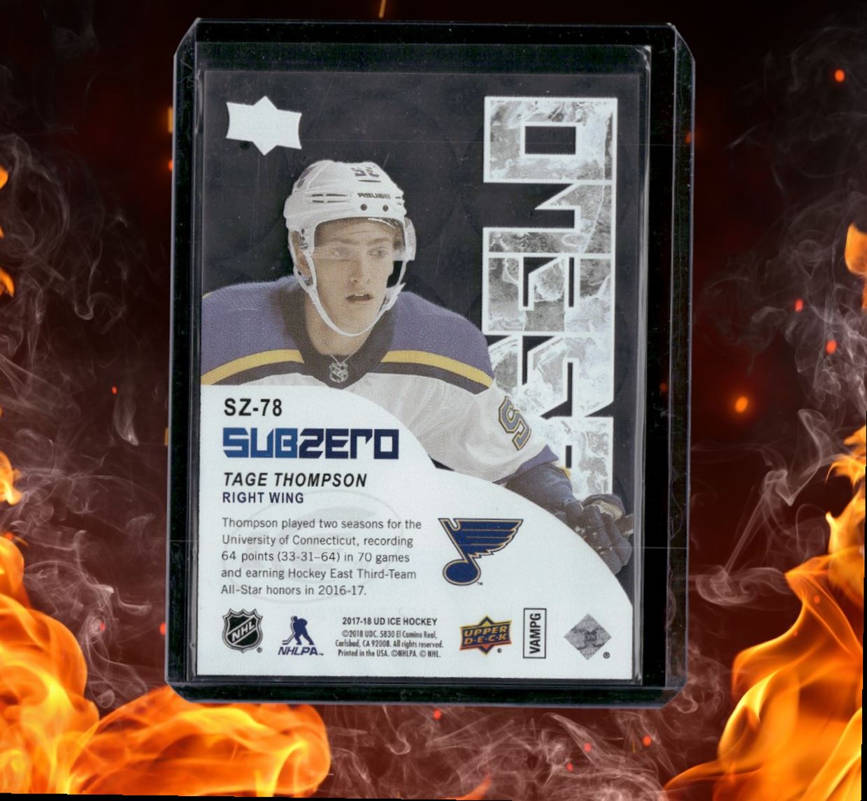 2017-18 Upper Deck ICE Tage Thompson Sub Zero Rookie #SZ-78