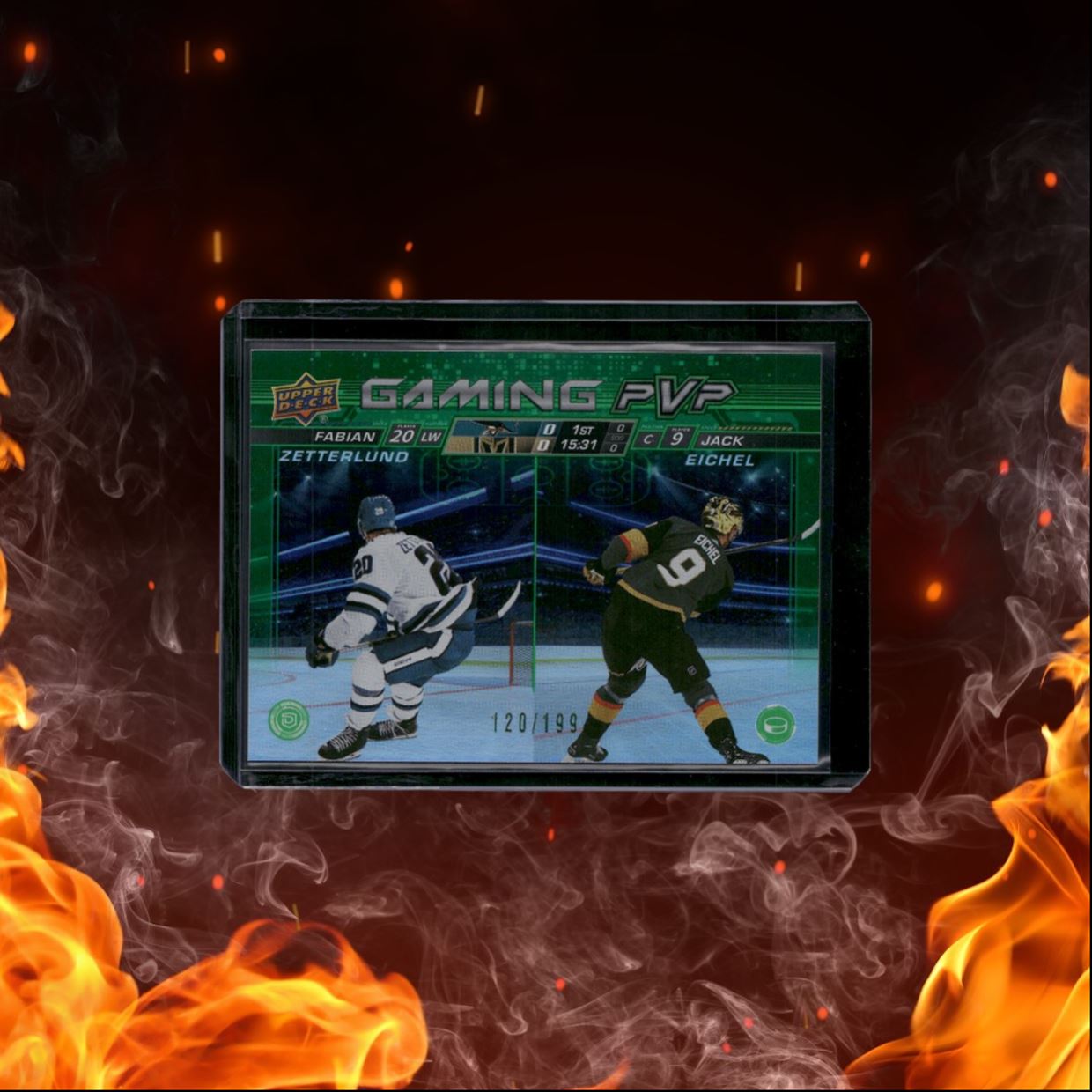 2024-25 Upper Deck Fabian Zetterlund / Jack Eichel Gaming PVP Green 120/199