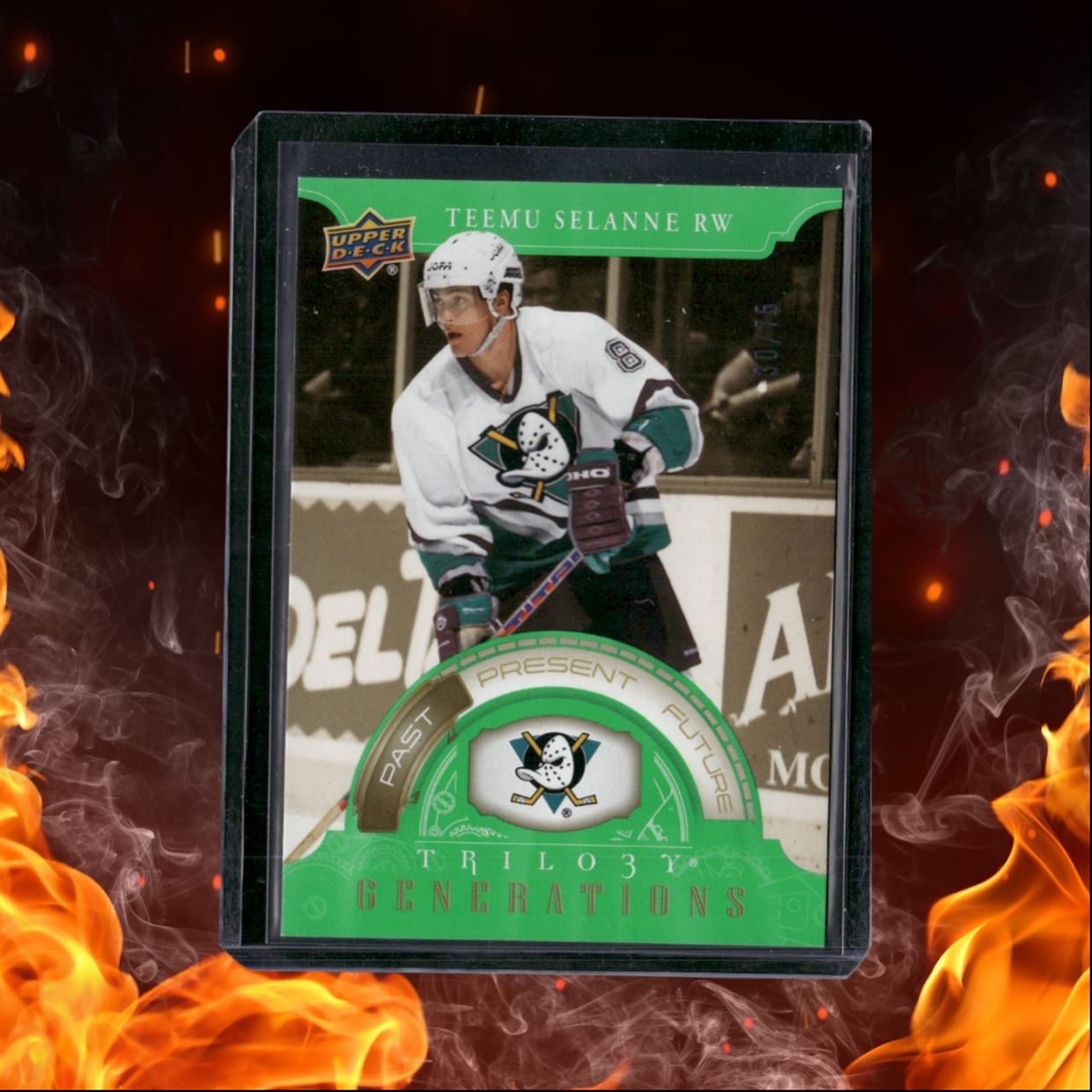 2022-23 Upper Deck Trilogy Teemu Selanne Generations Green 30/75 #TG-9A
