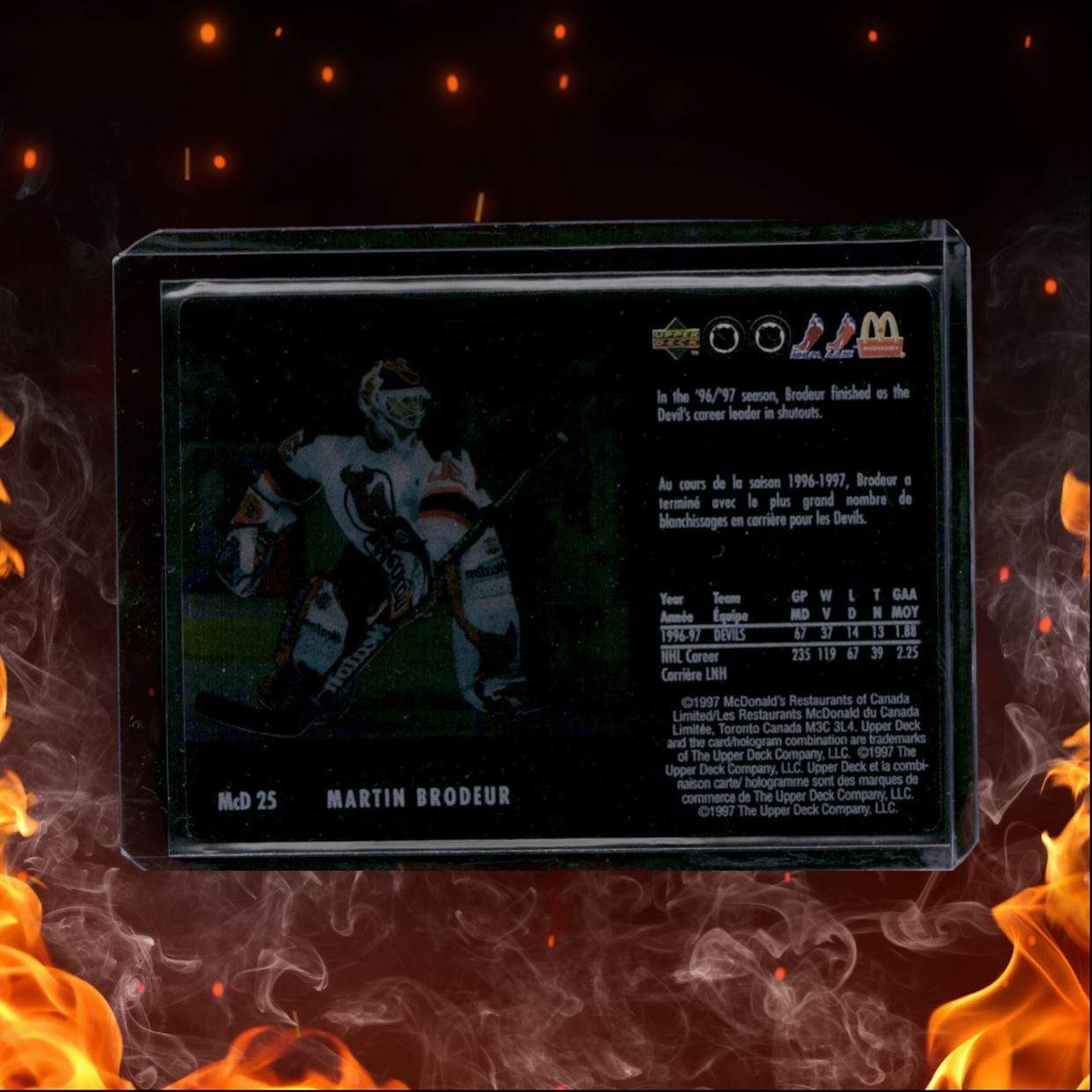 1997-98 Upper Deck McDonald's Martin Brodeur Caged Ice Clear (B) #MCD 25