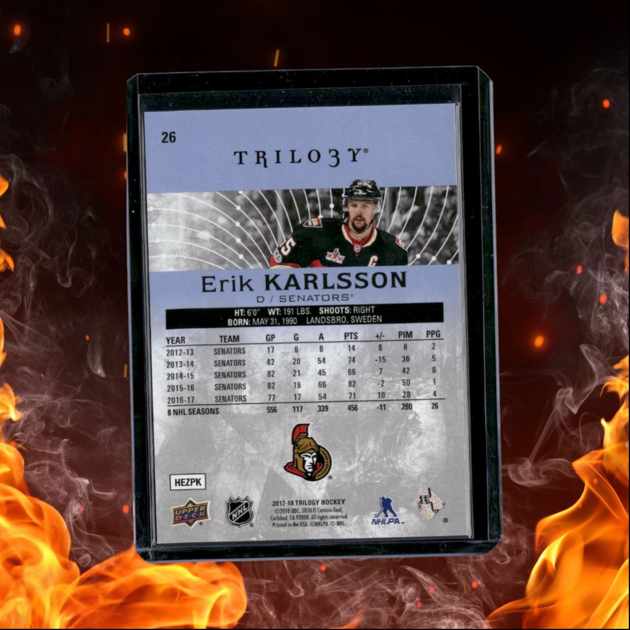 2017-18 Upper Deck Trilogy Erik Karlsson Foil 816/999 #26