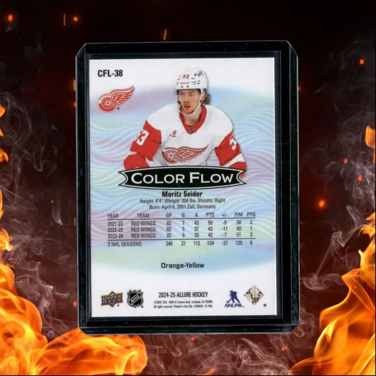 2024-25 Upper Deck Allure Moritz Seider Color Flow Orange Yellow #CFL-38