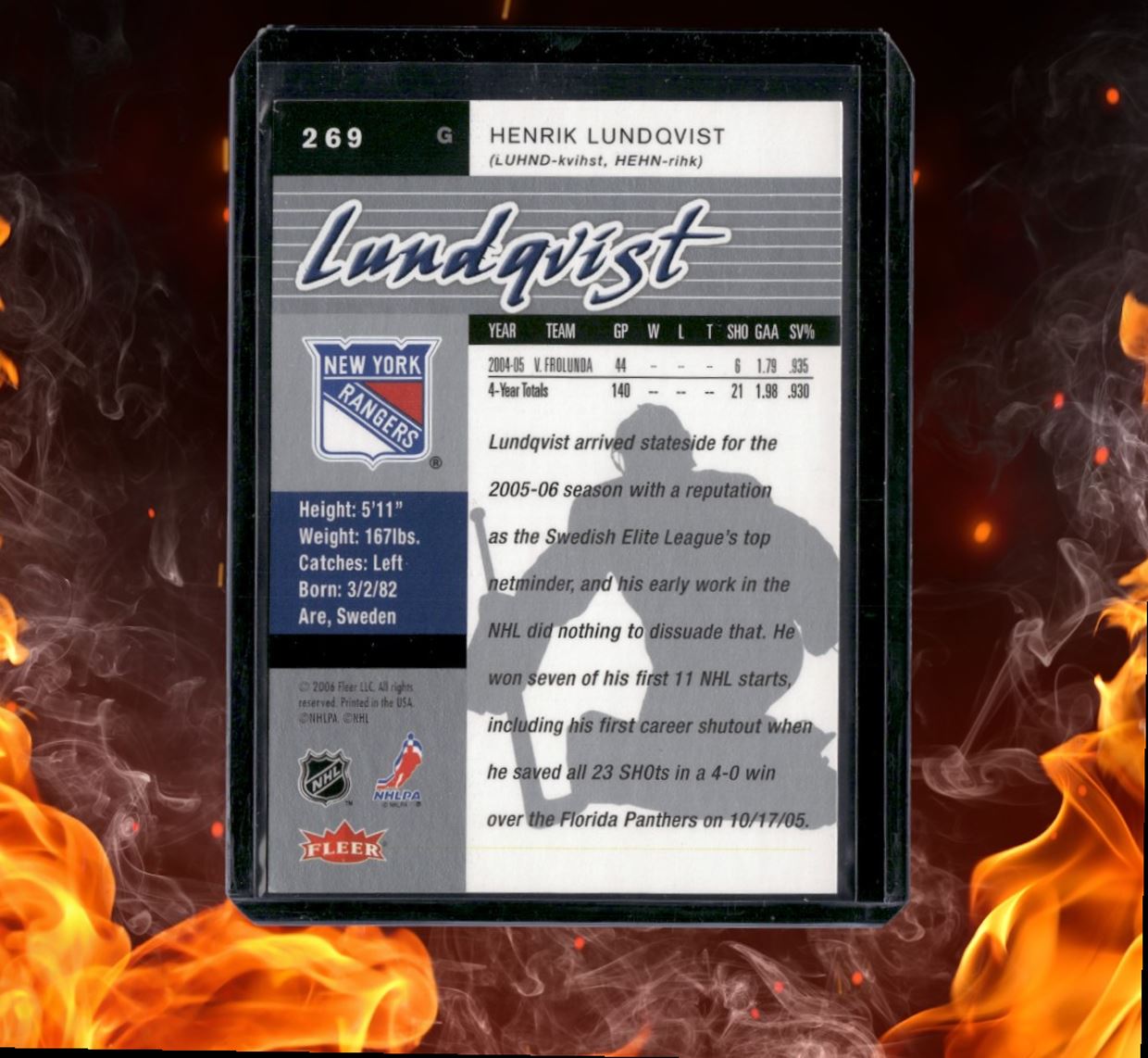 2005-06 Fleer Ultra Henrik Lundqvist Rookie #269