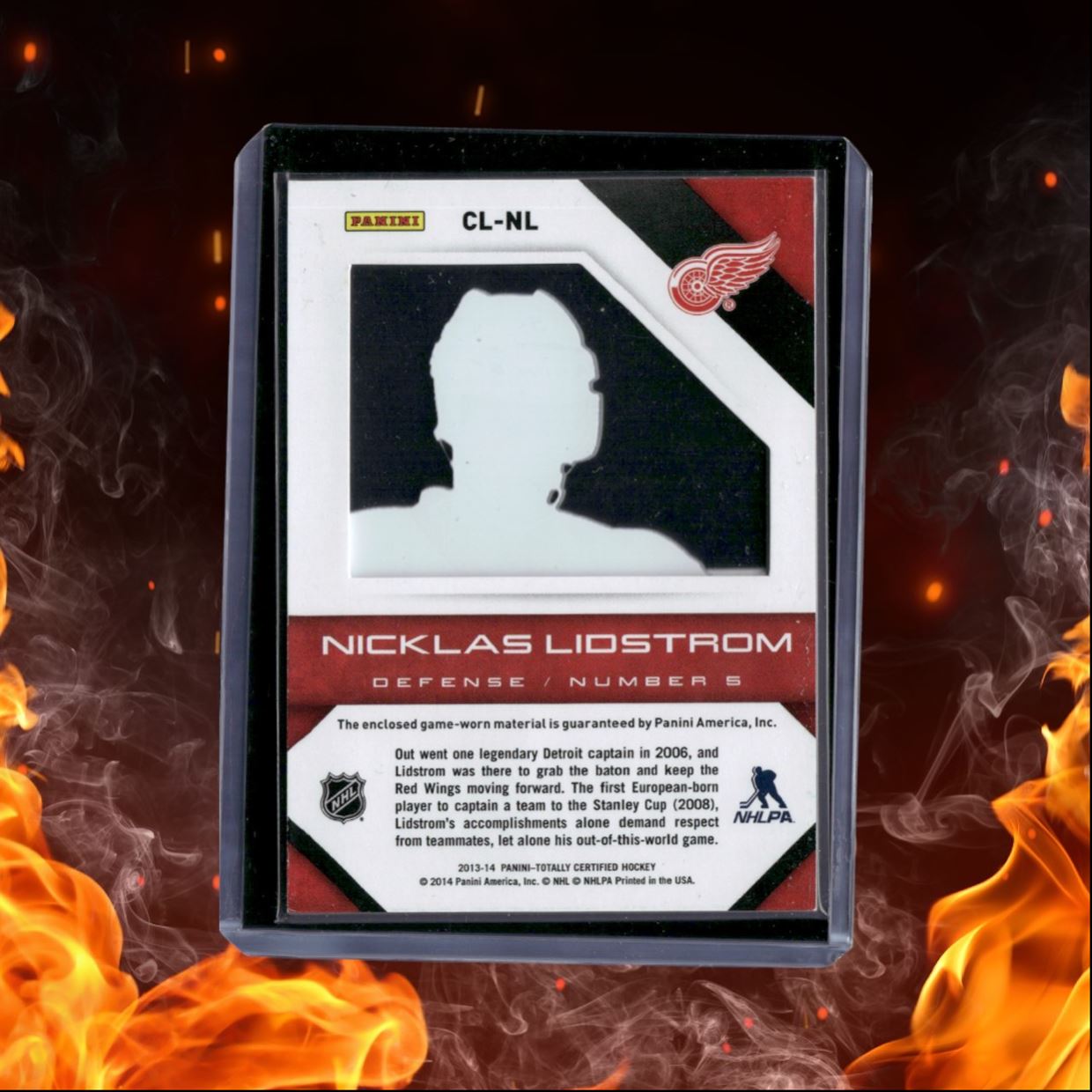 2013-14 Panini Totally Certified Nicklas Lidstrom Clear Cloth Jersey 047/100