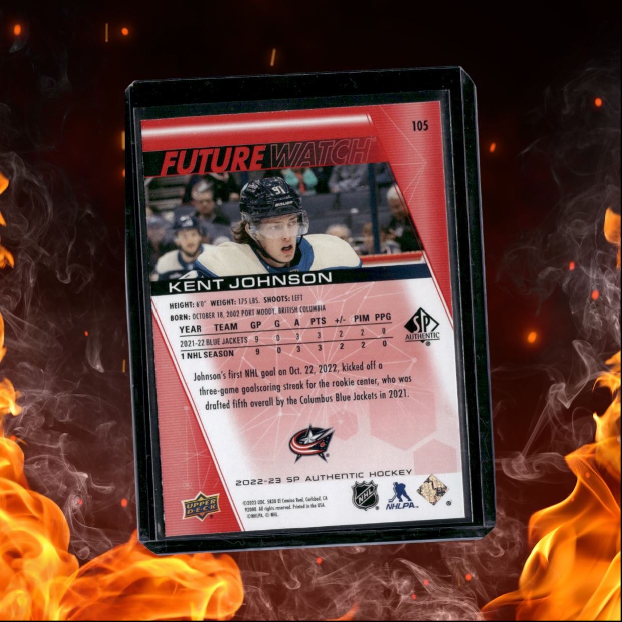 2022-23 SP Authentic Kent Johnson Future Watch Limited Red Rookie #105