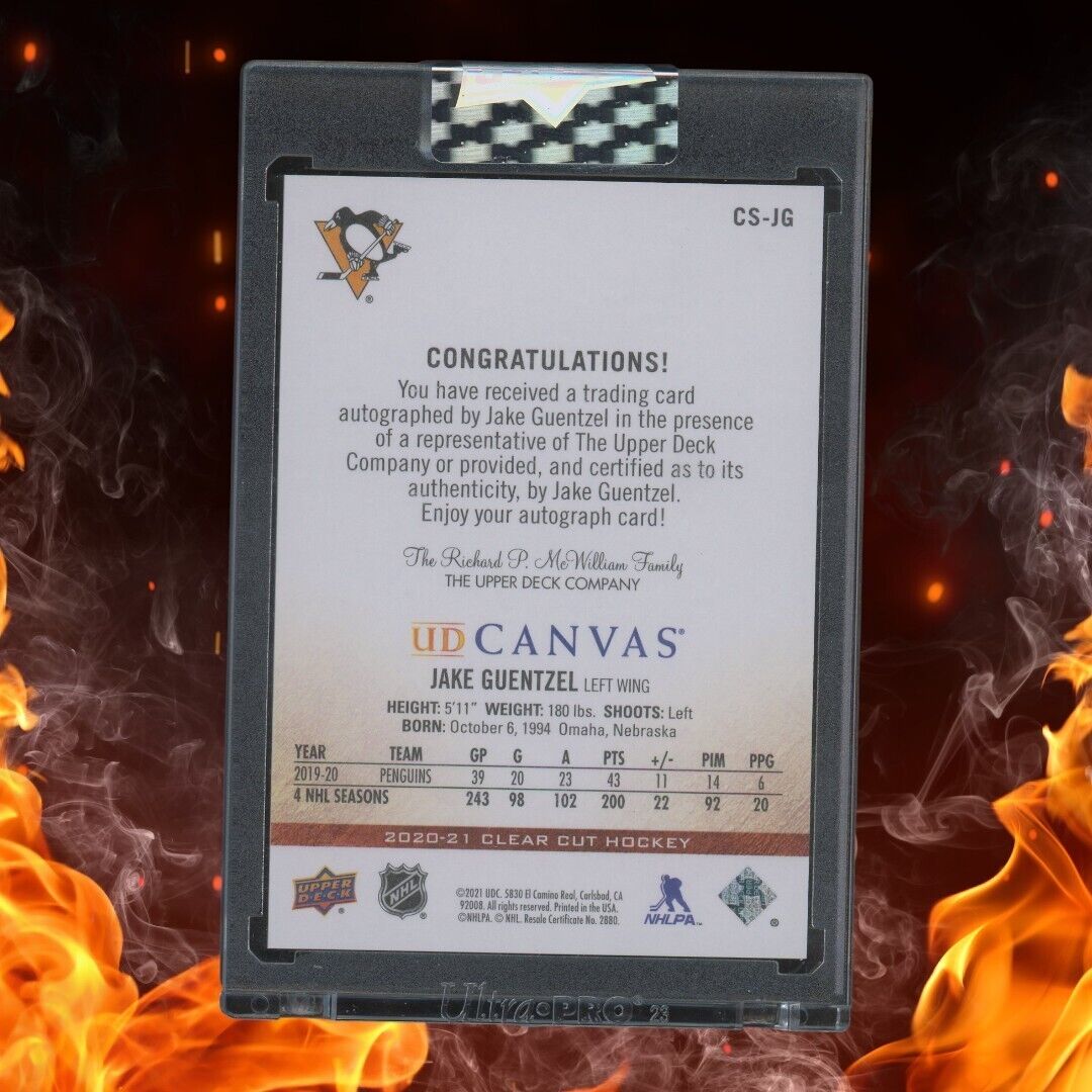 2020-21 Upper Deck Clear Cut JAKE GUENTZEL Auto /25 Canvas Blue Ink #CS-JG