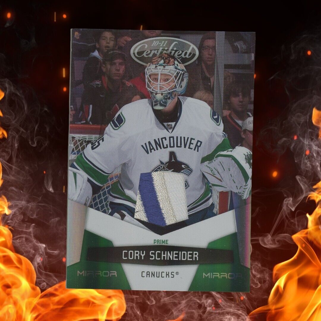 2010-11 Panini Certified CORY SCHNEIDER Jersey Patch /5 Mirror Green #144 3 Clr